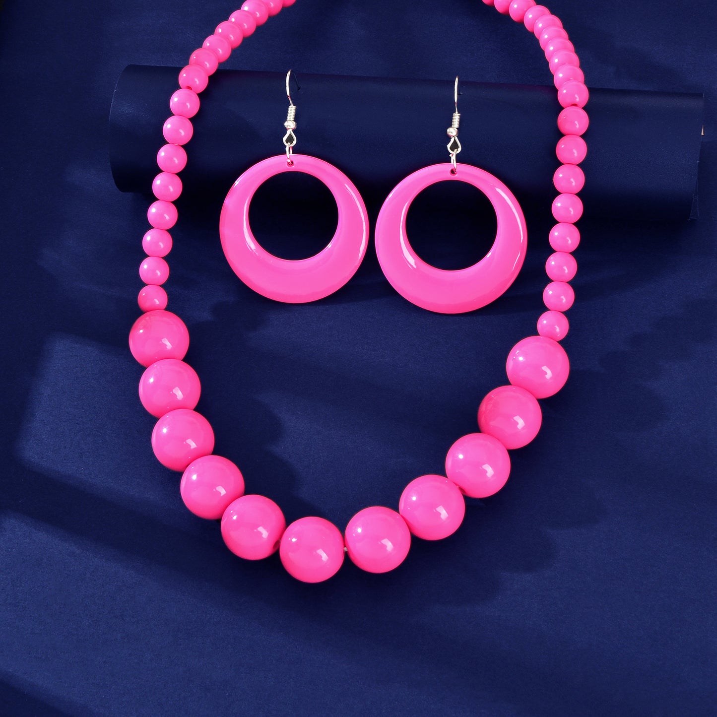 Bohemian Vacation Eye-catching Jewelry set Beads Collar Chunky Necklace and Circle Dangle Earrings Exaggerated Jewelry Set