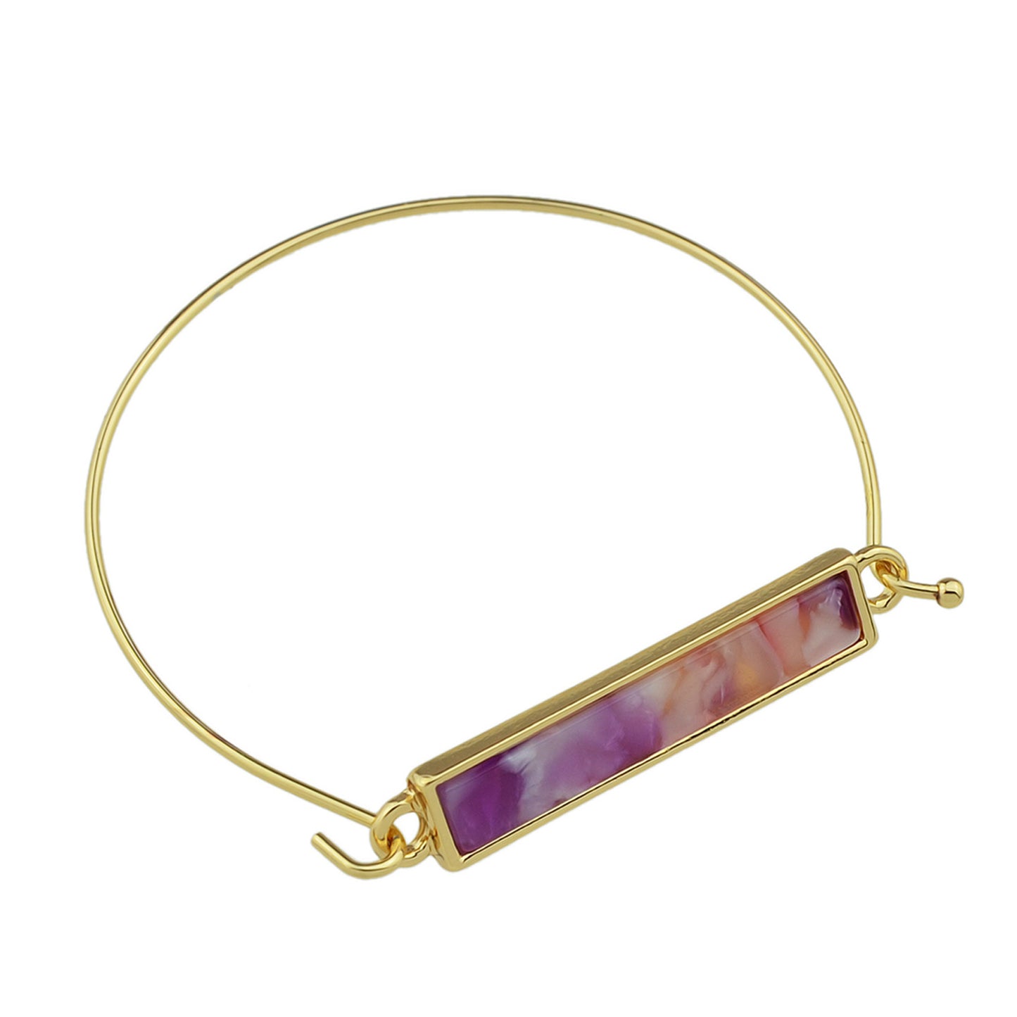 Multi-colored Rectangle  Acrylic Gold Bangle Boho Chic Bracelet Ethnic Jewellery