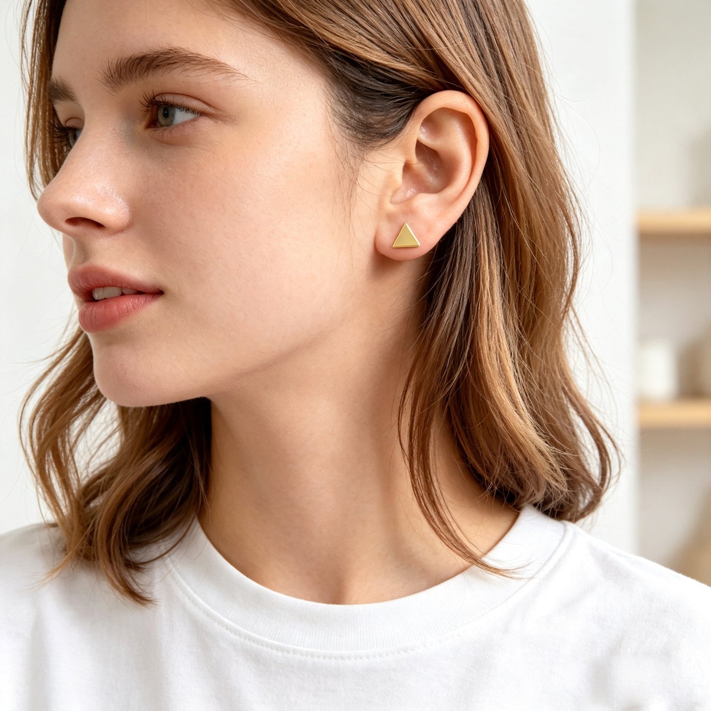 Gold Triangle Geometric Minimalist Stud Earrings Fashion  Daily Casual Work Dainty Jewelry