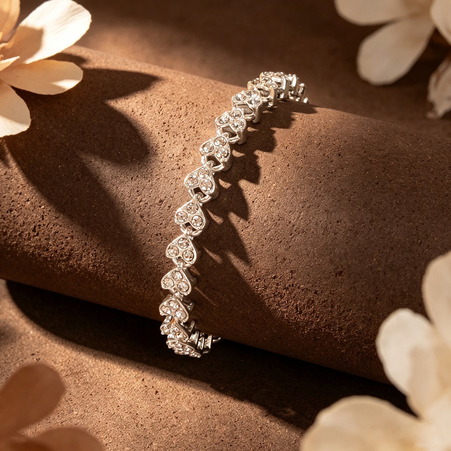 Sparkling Rhinestone Heart Tennis Bracelet Bridal Prom Anniversary Gift Jewelry
