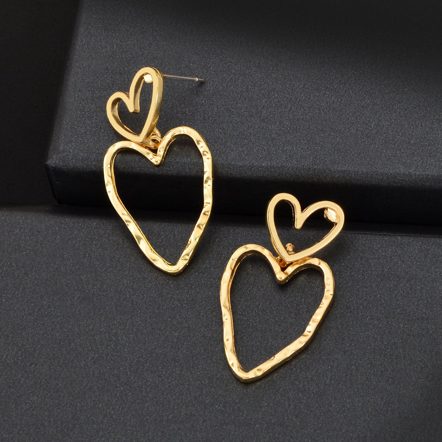 Stylish Golden Hollow Heart Dangle Earrings Women Dating Party Daily Jewelry