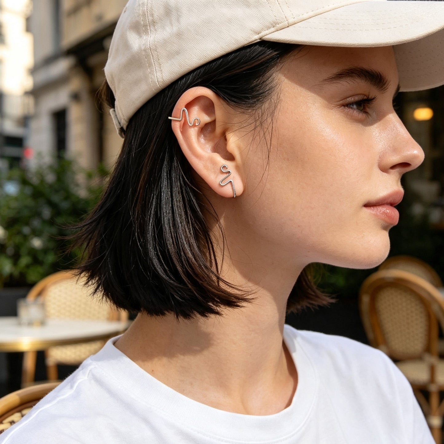 2pcs Dainty Summer Beach Zigzag Ear Cuffs No Piercing Silver Cartilage Ear Clips
