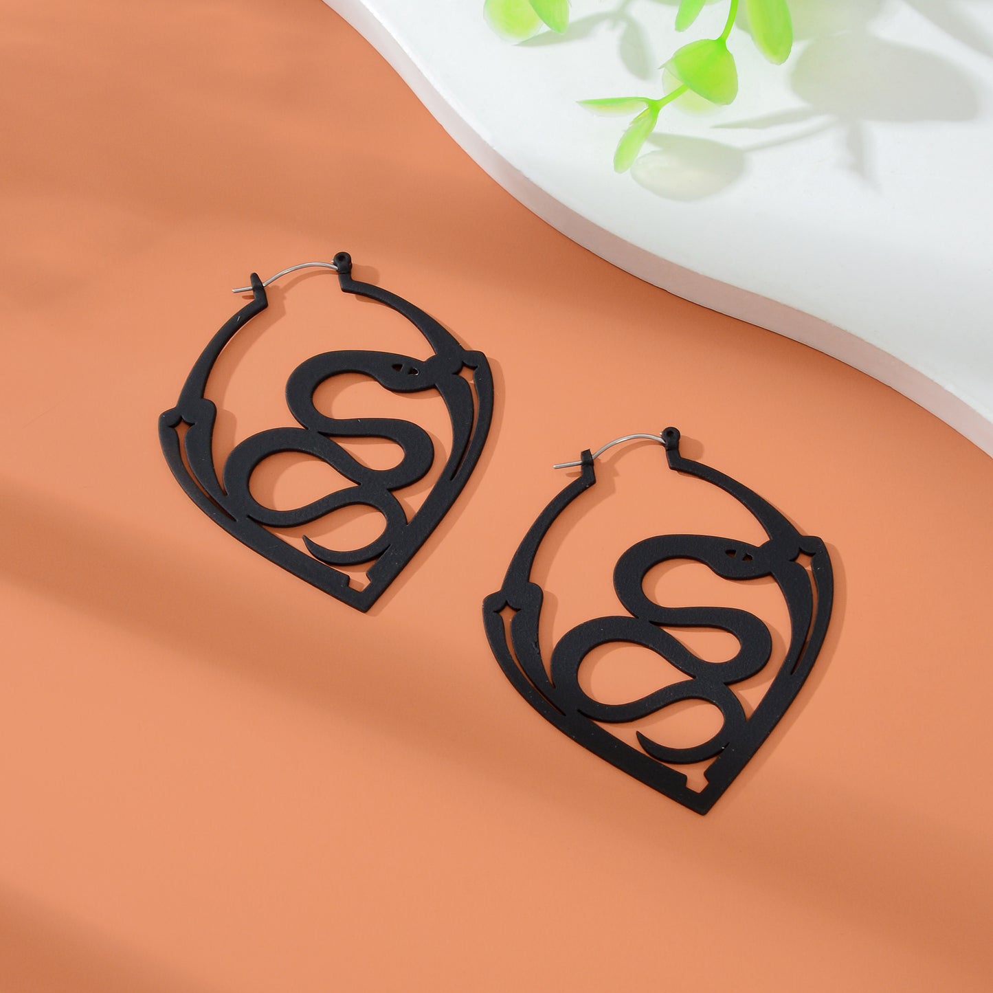 Gothic Black Snake Geometric Big Statement Dangle Earrings Party Daily Jewelry