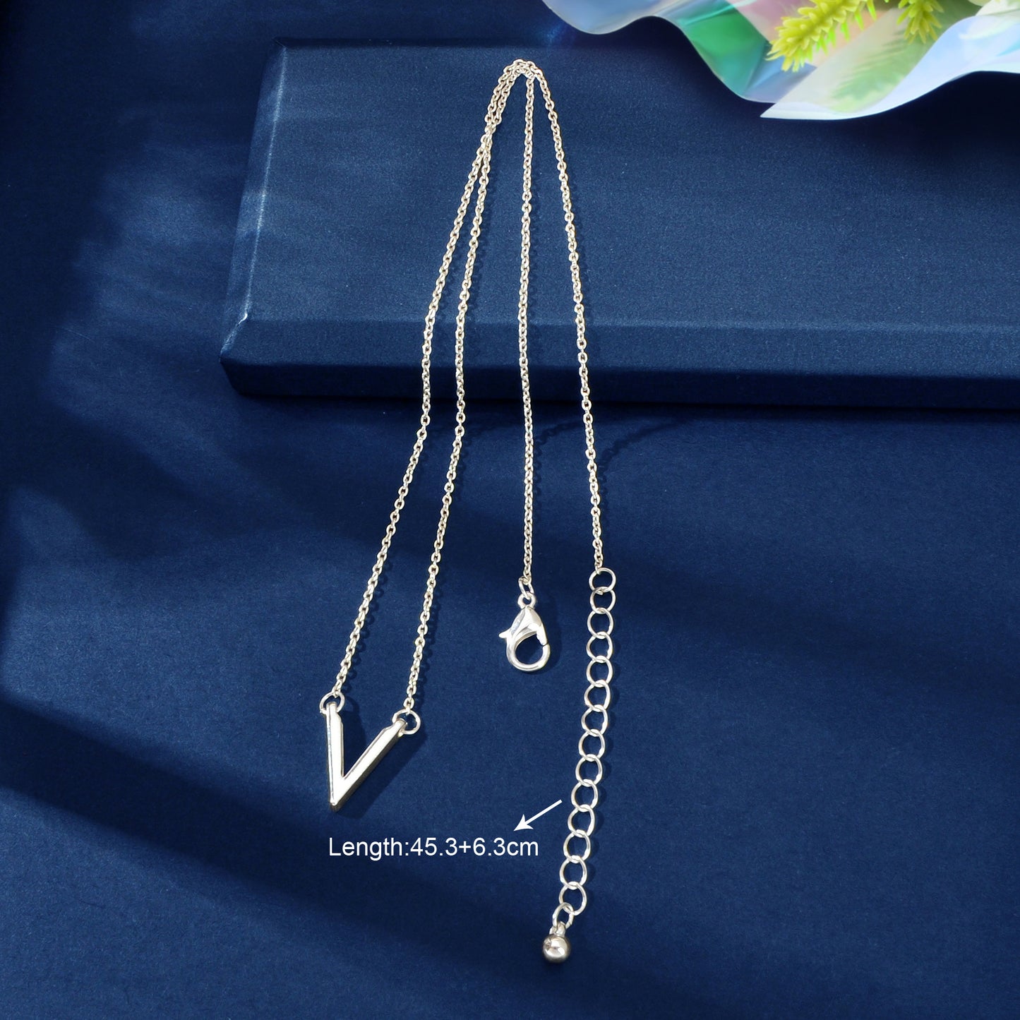 Initial V Pendant Necklace Victory Geometric Choker Boho Chain Lover Jewellery