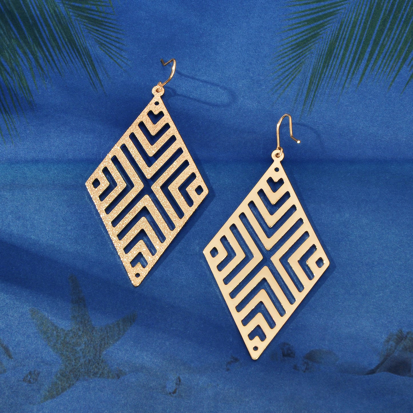 Hollow out Geometric Rhombus Drop Earrings Chic Ear Hook Boutique Jewellery