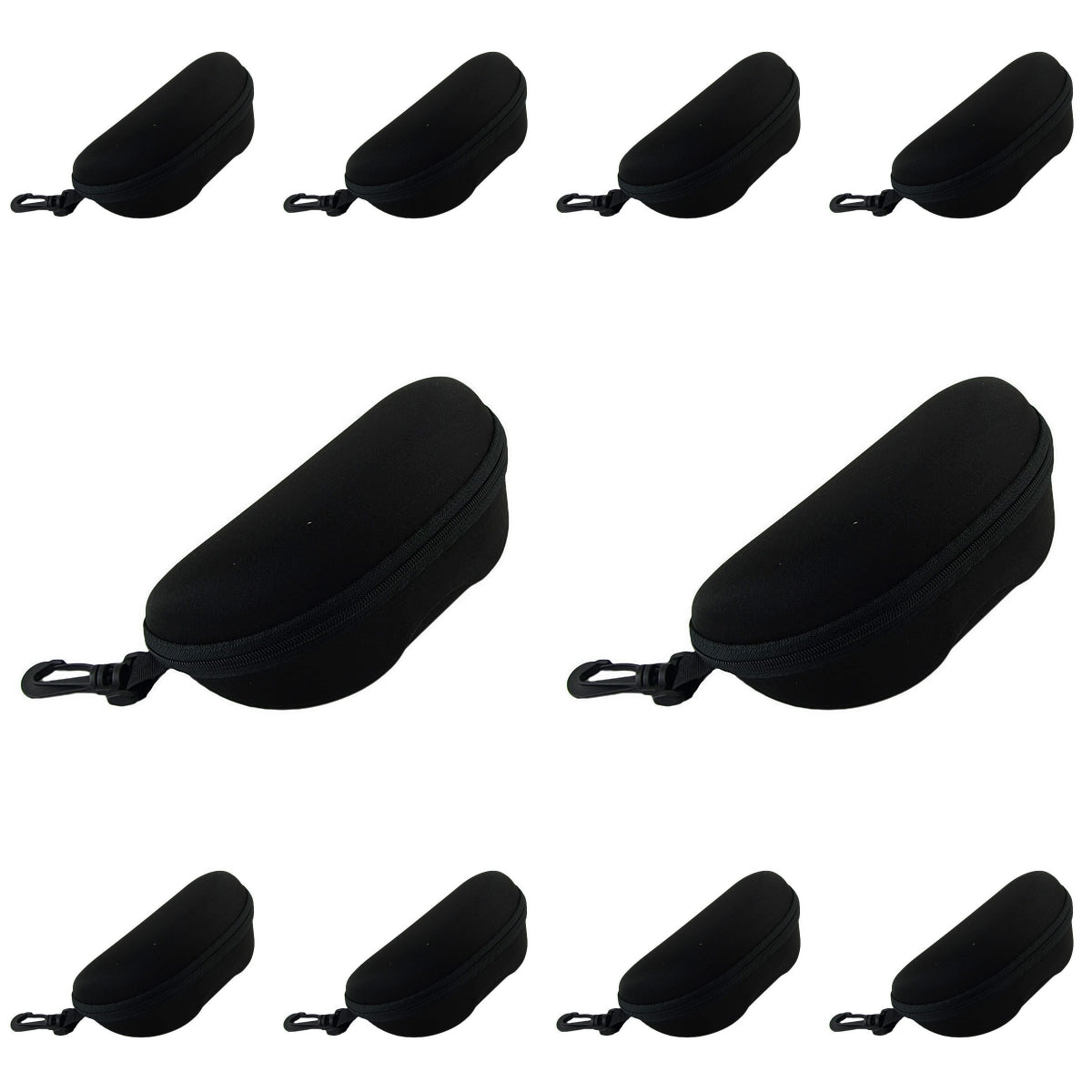 10 pcs Portable Hard Shell Sunglasses Case set Zipper Eyewear Eyeglasses Case with Hook for Women Men Travel Sports
