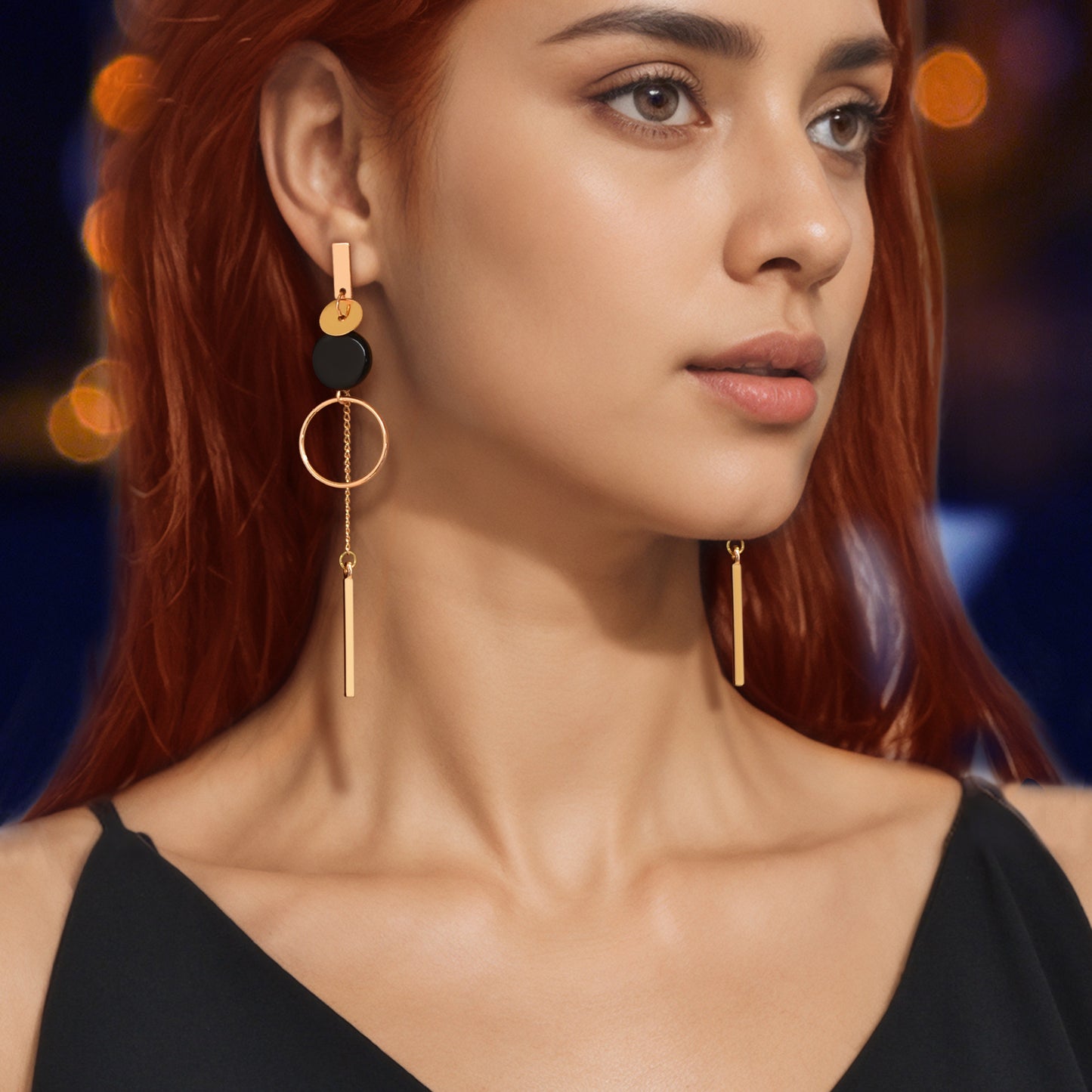 Gold Silver Round Circle Bar Geometric Drop Stud Tassel Earrings Accessories