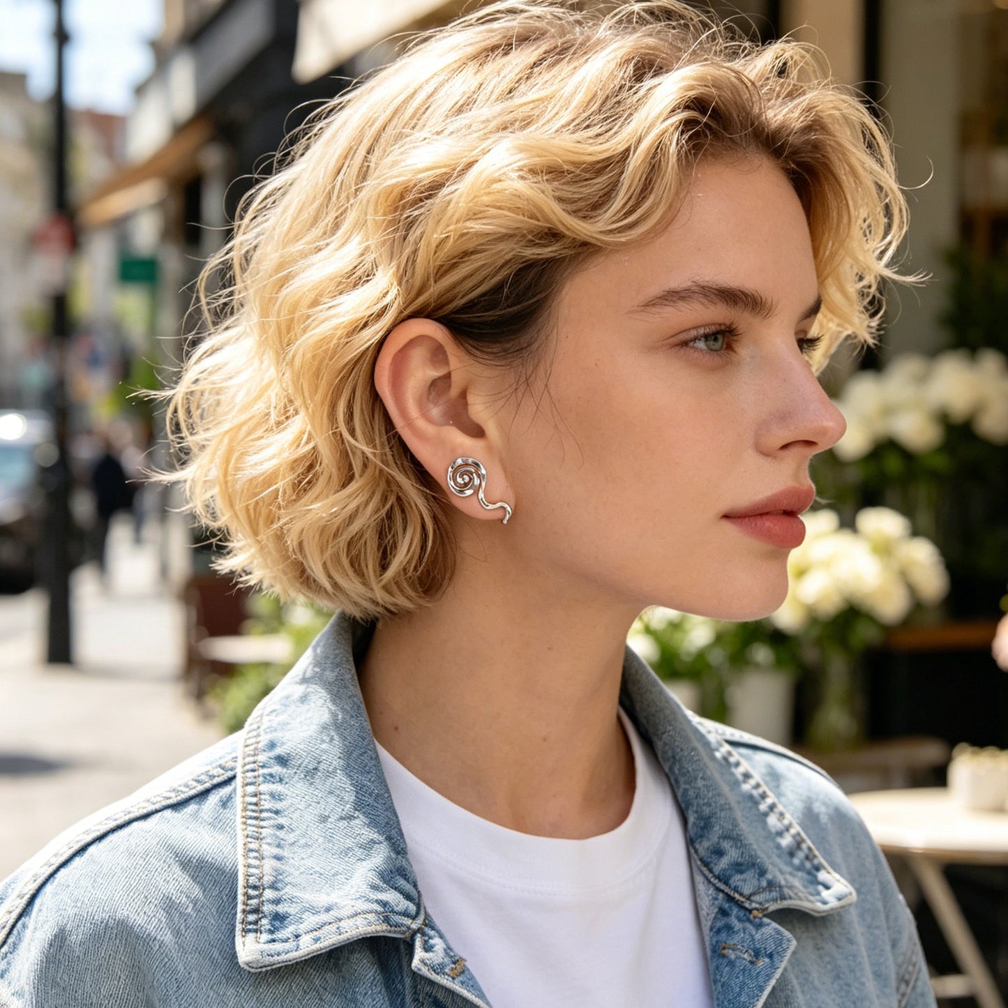 2pcs Punk Silver No Piercing Clip‑On Earring Simple Ear Cuff Non‑Pierced Jewelry