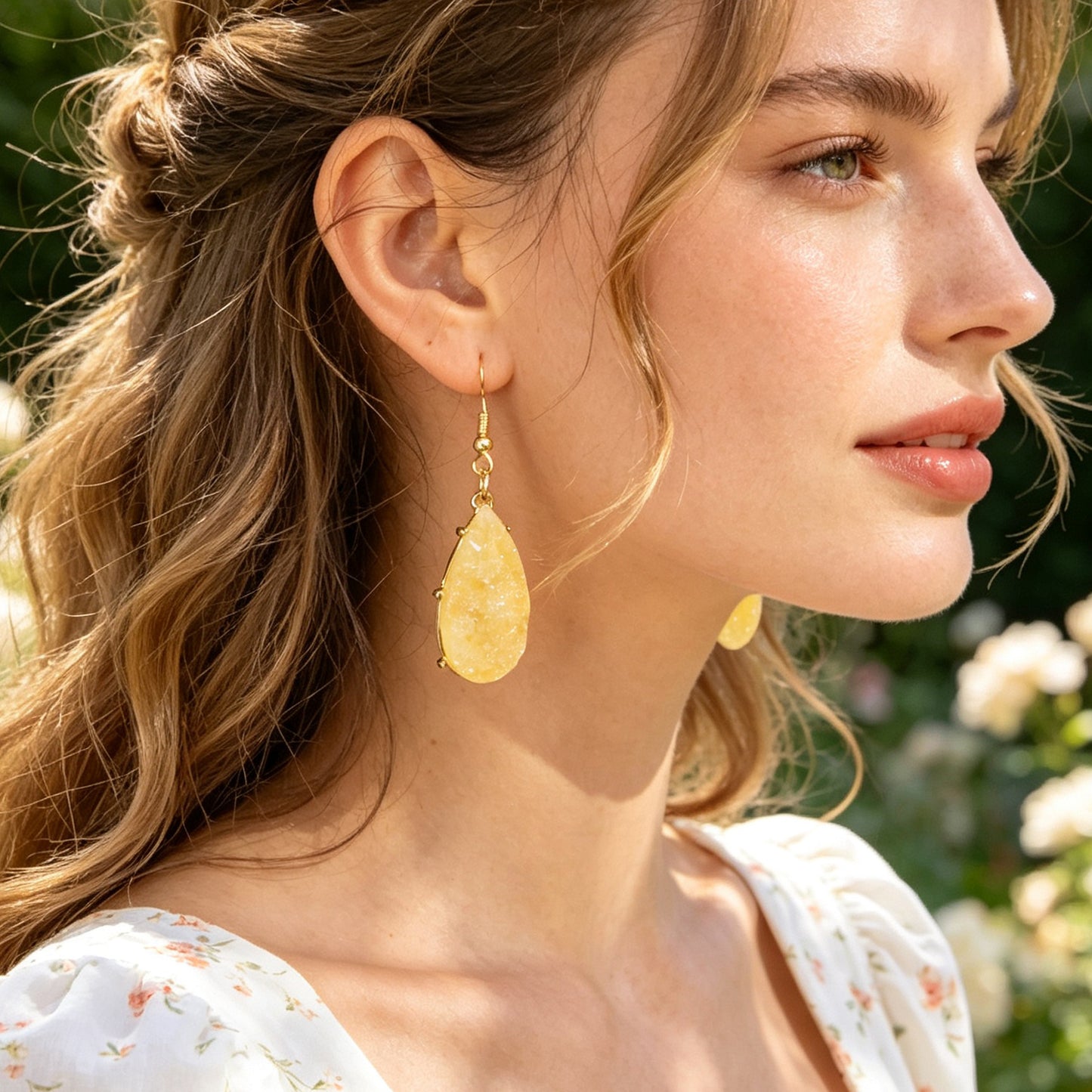 Retro Resin Water Drop Earrings Elegant Party Beach Vacation Jewelry Accessories