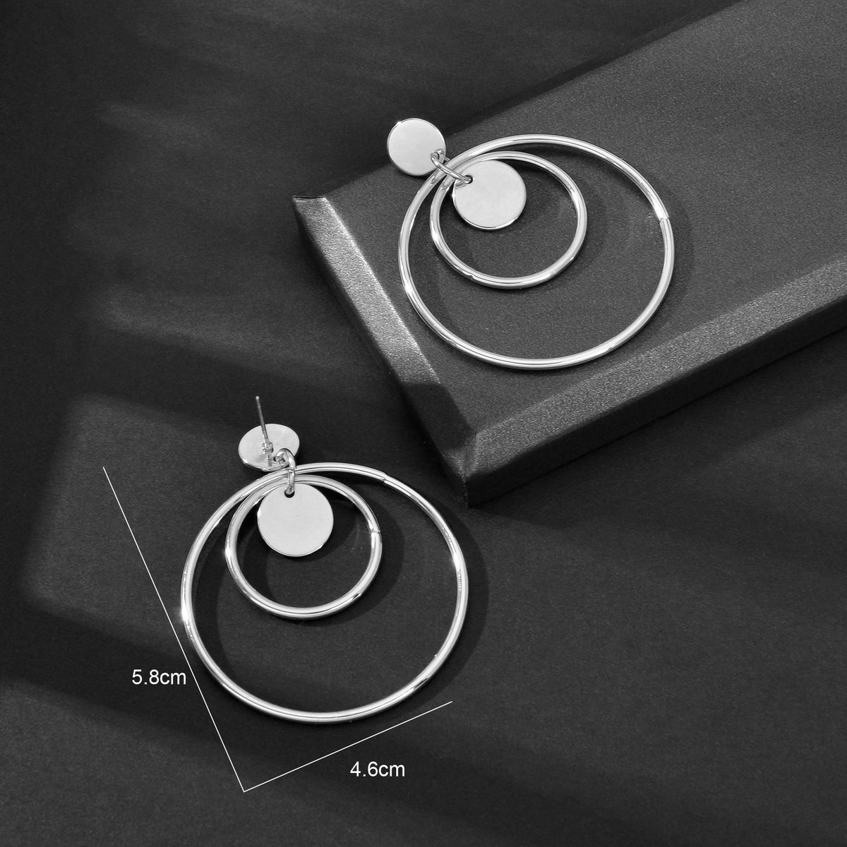 Fashion Gold Silver Circle Disc Charm Dangle Hoop Earrings Stunning Accessories