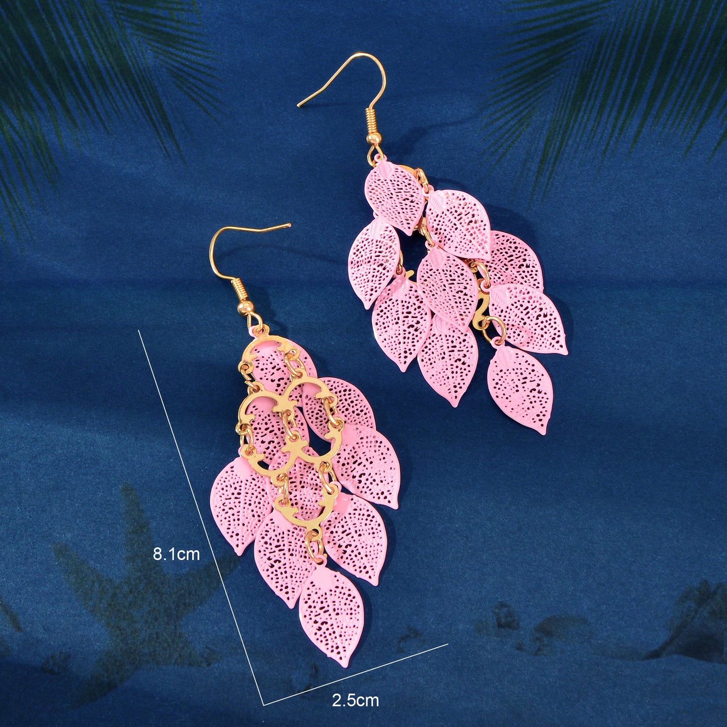 AU Local Bohemian Colorful Hollow Layered Leaf Stacks Hook Drop Dangle Earrings