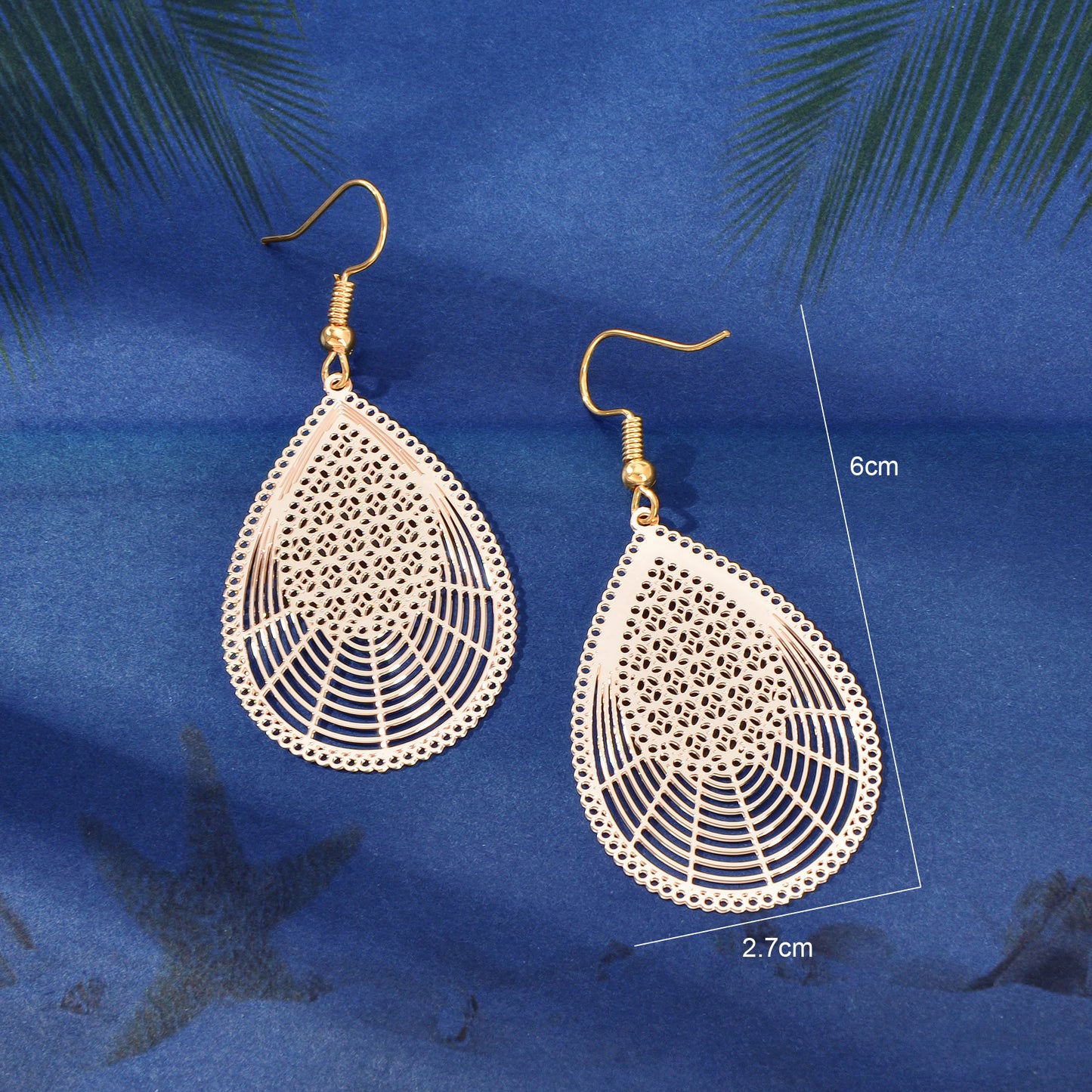 Elegant Hollow Rose Golden Water Drop Earrings Party Daily Social gatherings Geometric Jewelry