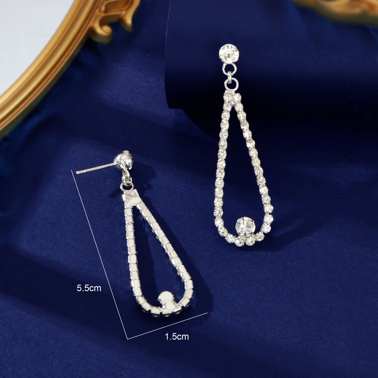 Luxurious Anniversary Wedding Jewelry Rhinestone Decor Silvery Water Drop Earrings