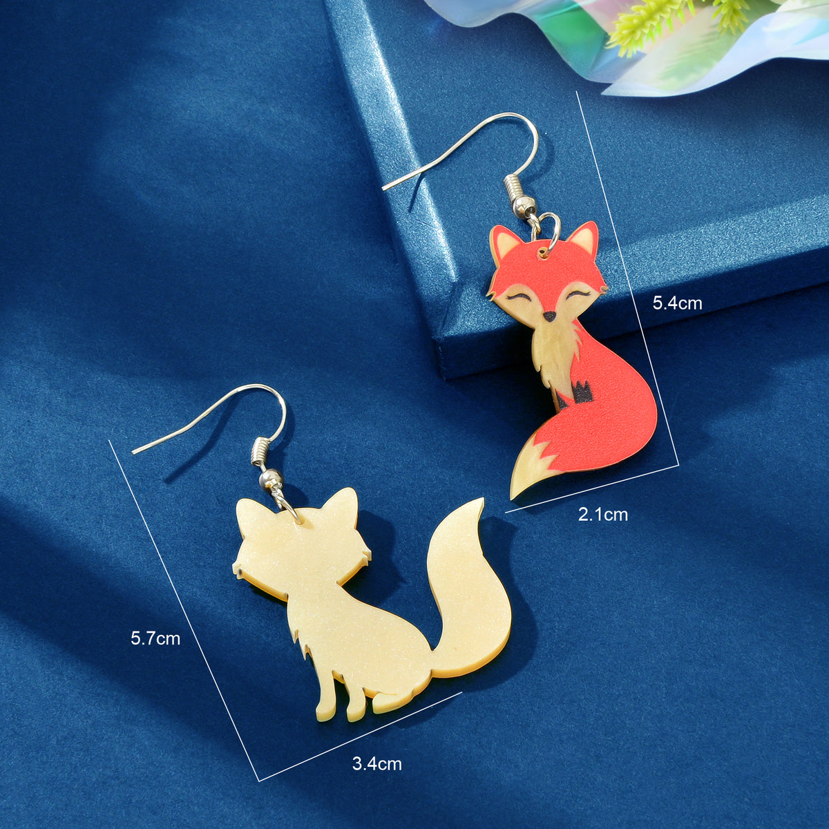 Asymmetrical Acrylic Animal Cute Red Fox Dangle Earrings Party Holiday Jewellery