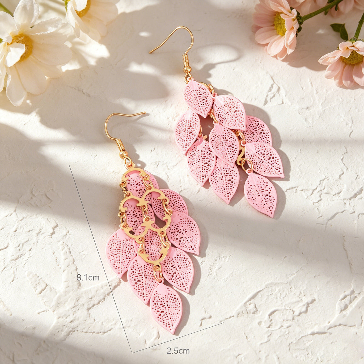 AU Local Bohemian Colorful Hollow Layered Leaf Stacks Hook Drop Dangle Earrings