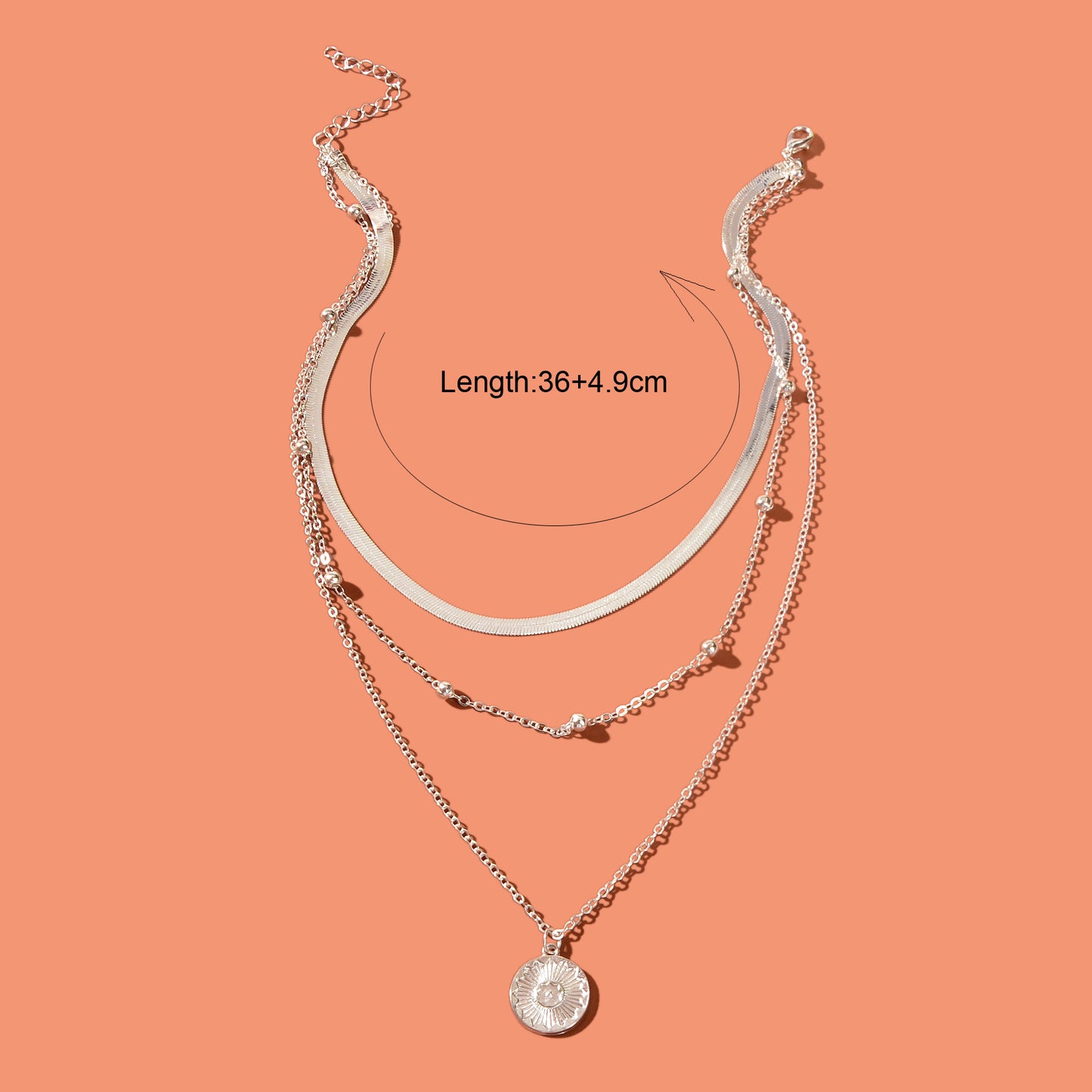 Boho Chic Jewelry Gold Silver Metal Multi-layer Chain Coin Disc Pendant Necklace