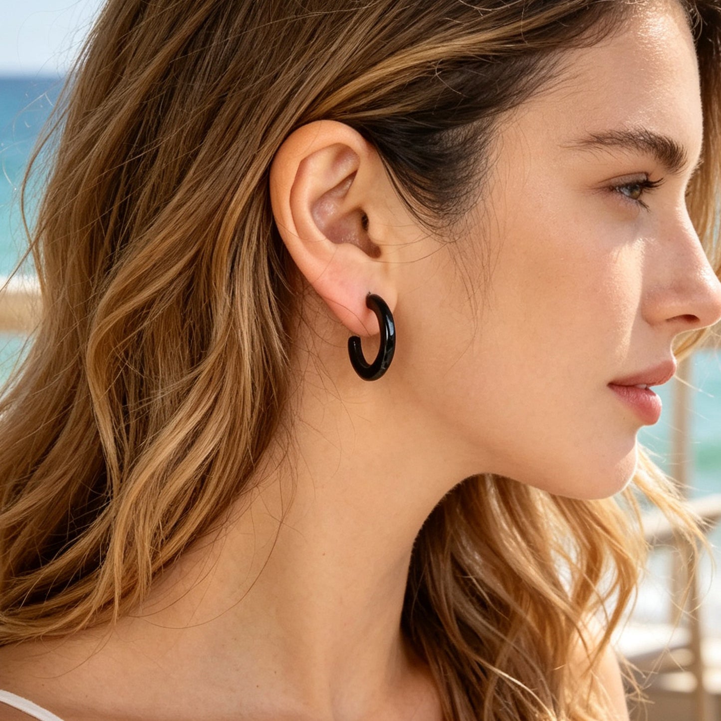 Acrylic C Shape Hoop Stud Earrings Daily Beach Vacation Jewelry Available in multiple colors