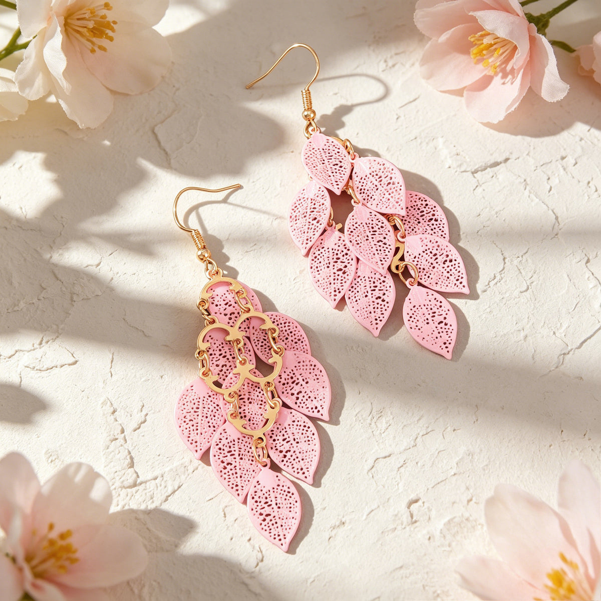 AU Local Bohemian Colorful Hollow Layered Leaf Stacks Hook Drop Dangle Earrings
