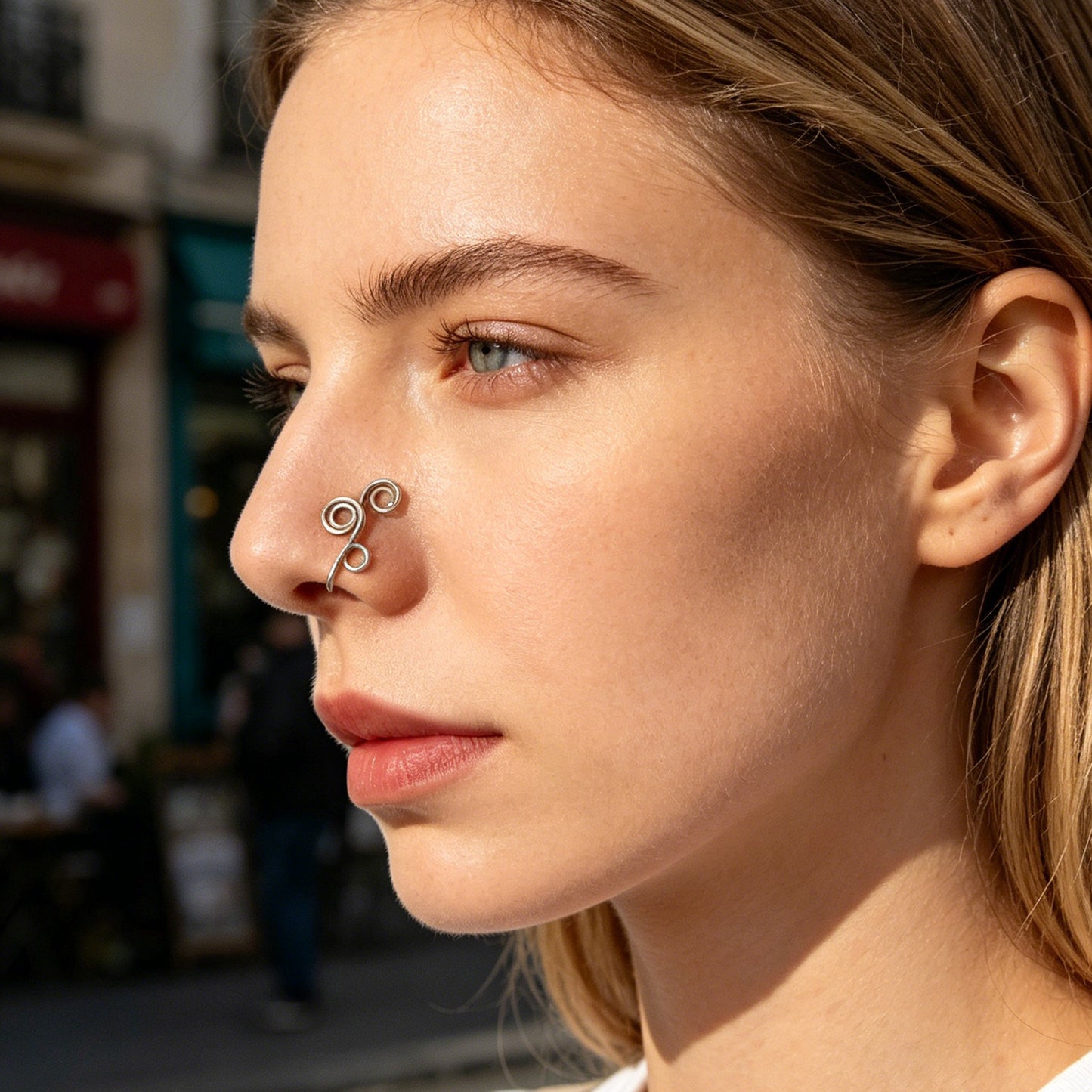 Feelontop Geometric Circle Fake Nose Ring Lip Nose Body Piercing Stud Jewellery