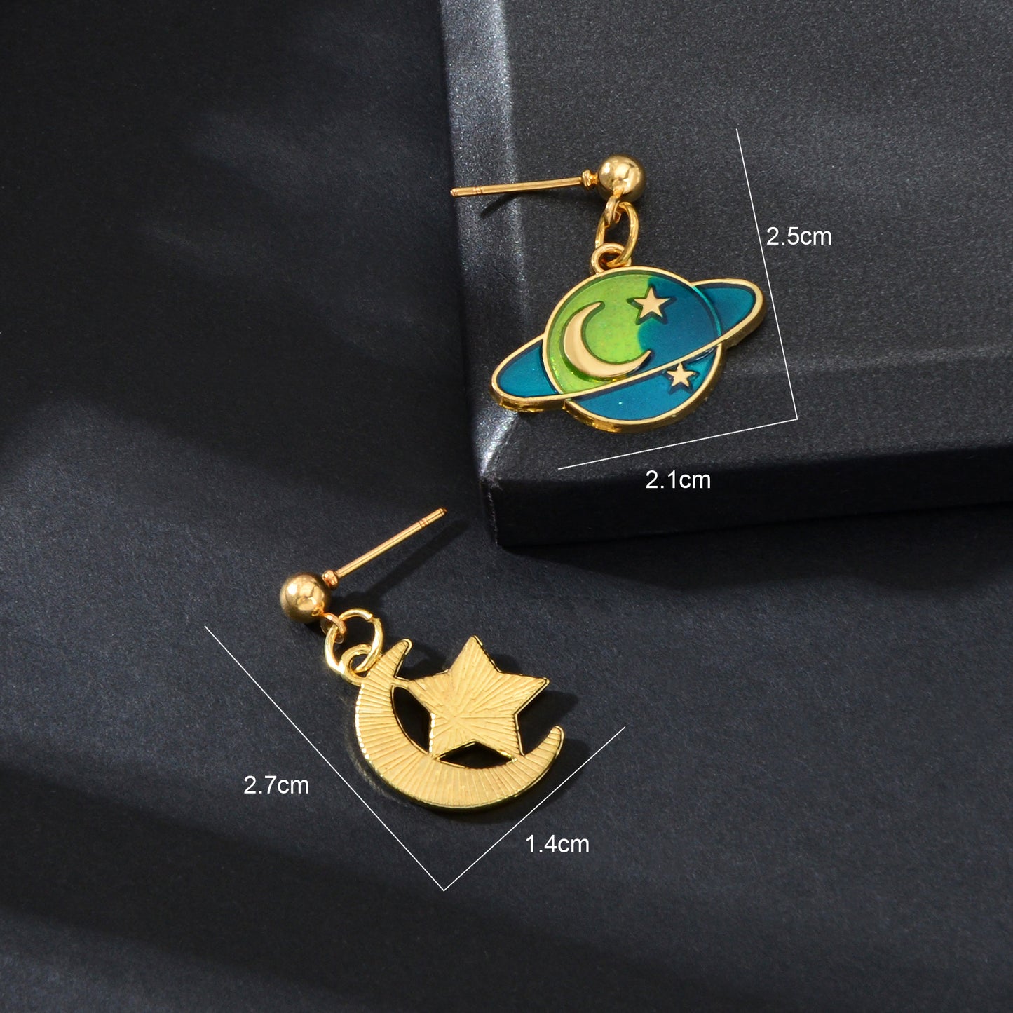 Asymmetrical Star Moon Planet Dangle Earrings Women Festival Social gatherings Jewelry