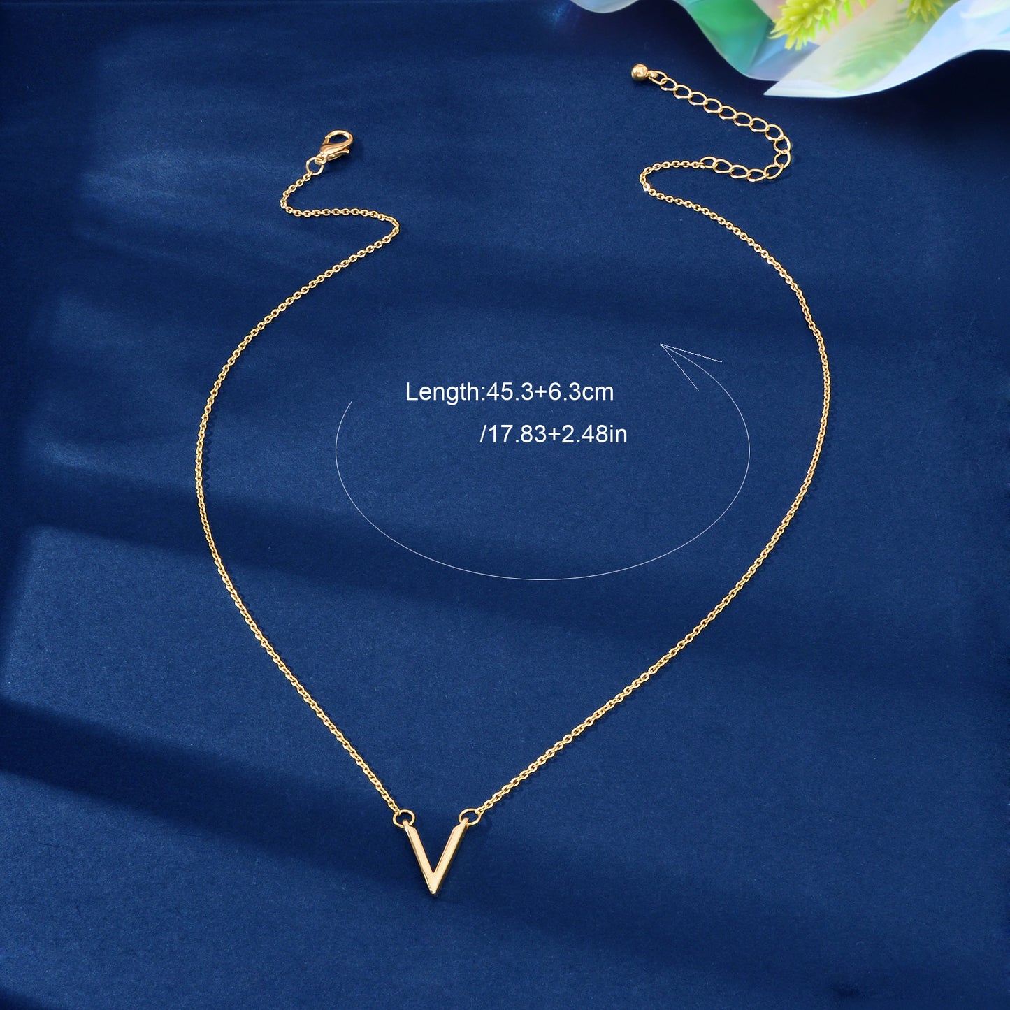 Initial V Pendant Necklace Victory Geometric Choker Boho Chain Lover Jewellery