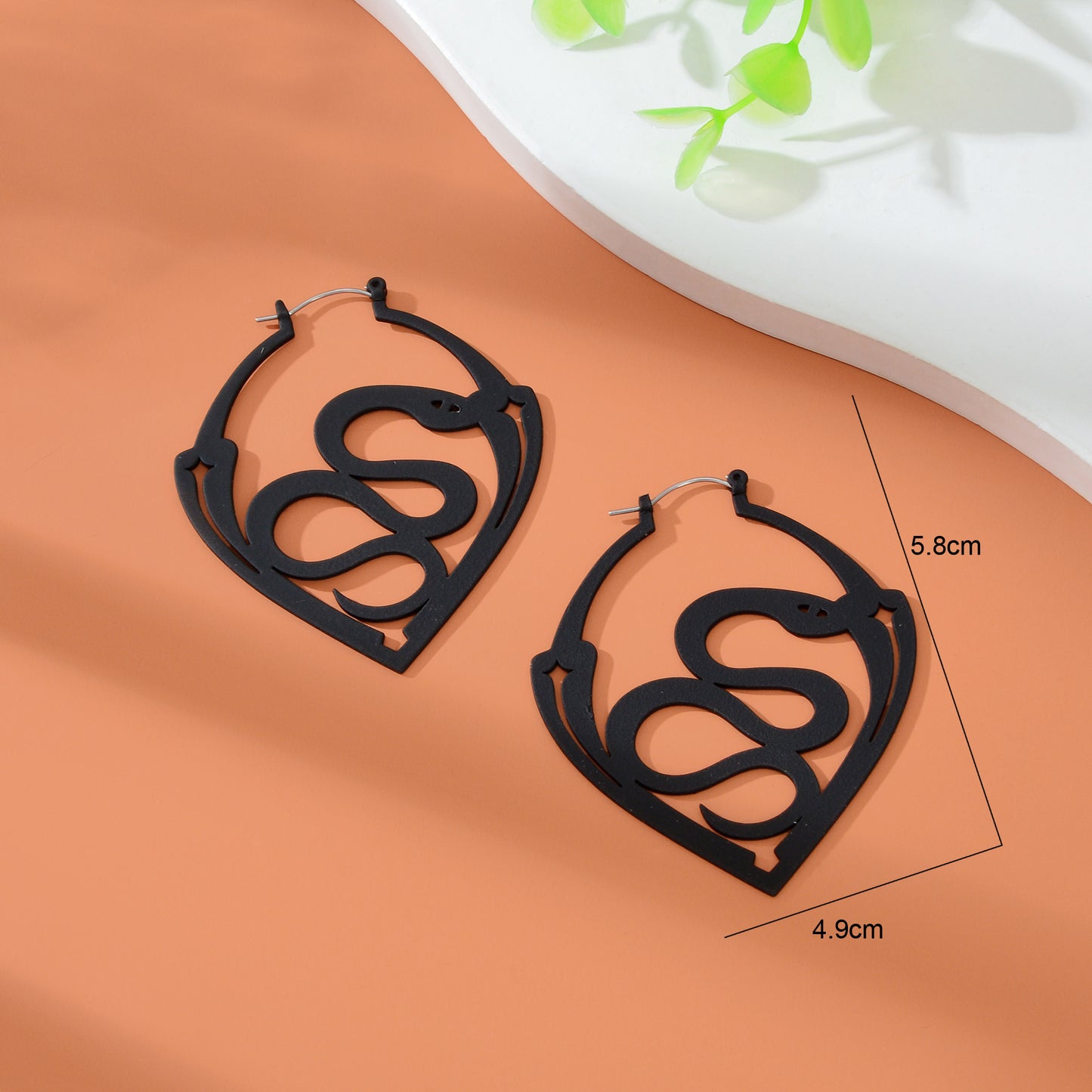 Gothic Black Snake Geometric Big Statement Dangle Earrings Party Daily Jewelry
