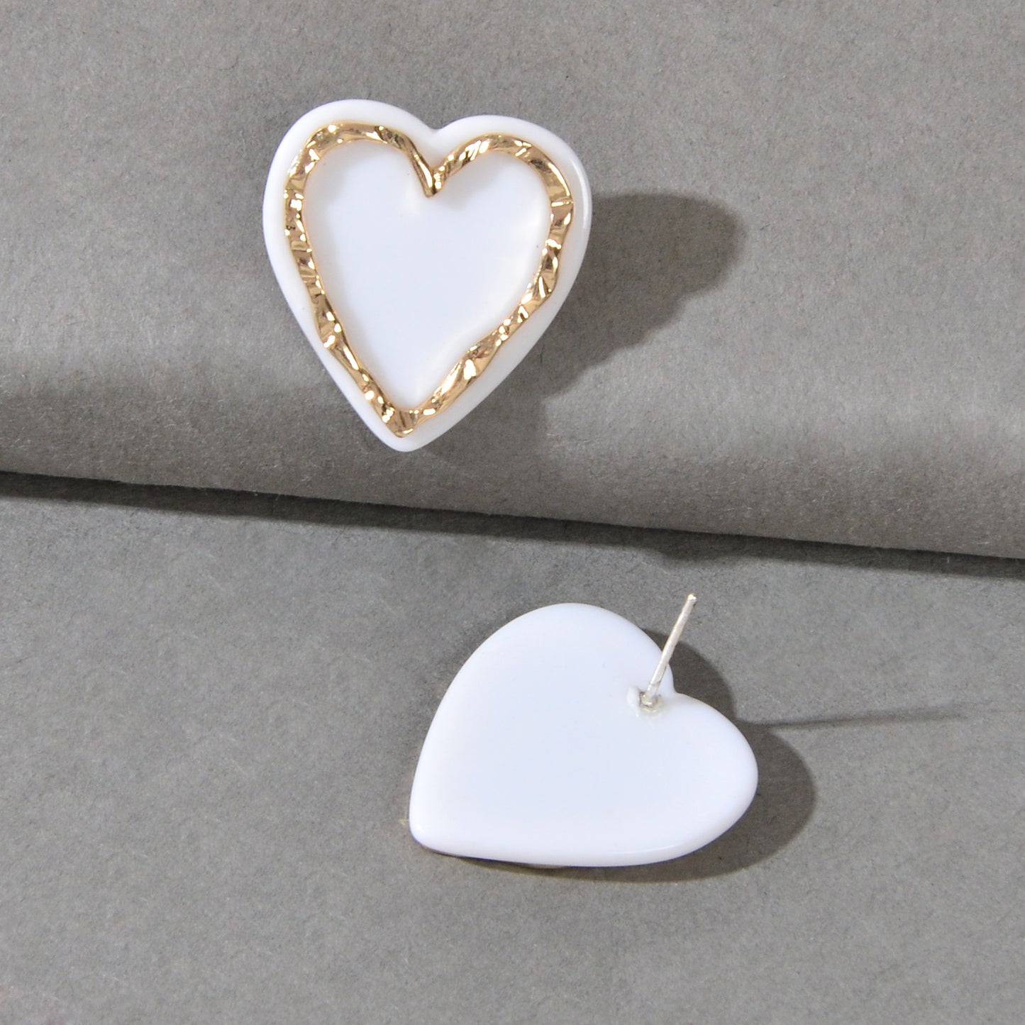 Classic White Resin Heart Stud Personality Earrings for Wife Girls Jewelry Gift