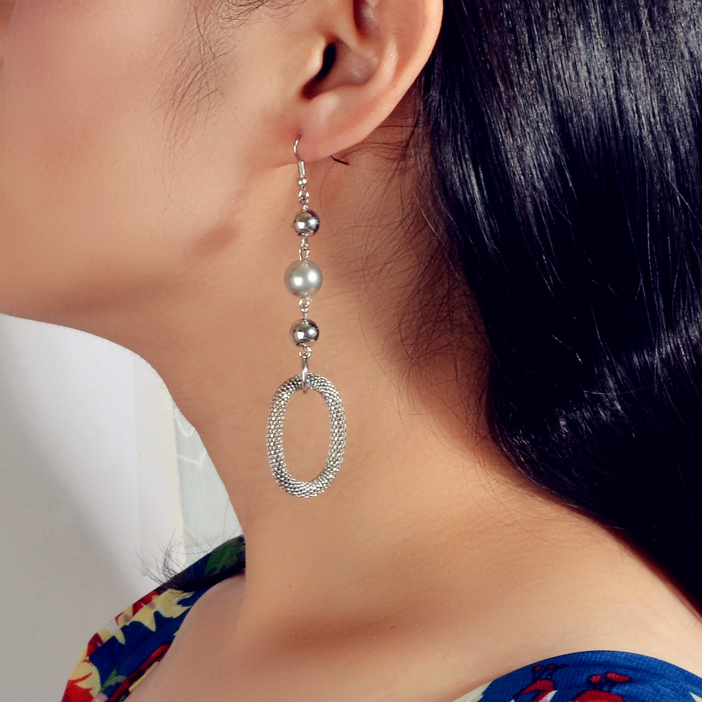 Party Decoration Punk Silver Beads Circle Dangle Statement Women Earrings Gift