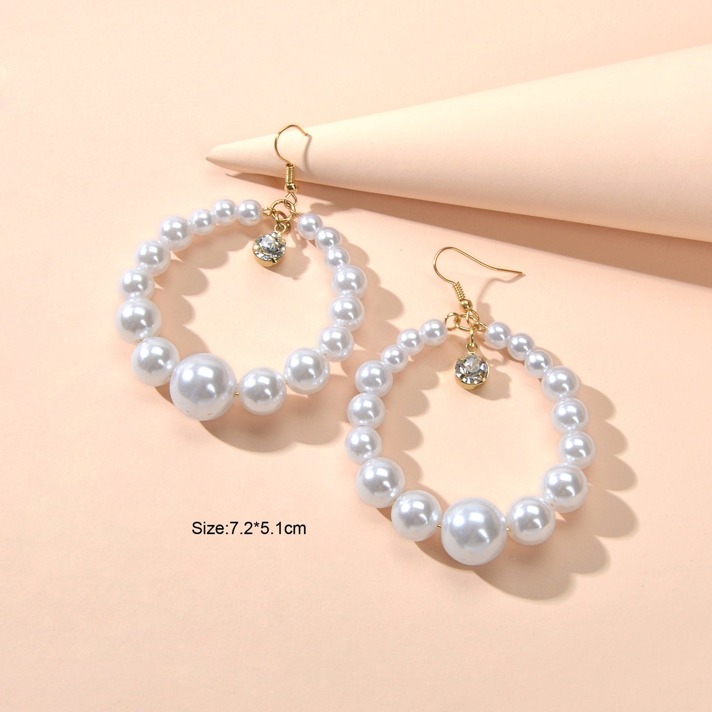 Cubic Zirconia Charm Pearl Beads Circel Earrings Wedding Engagement Gift Jewelry