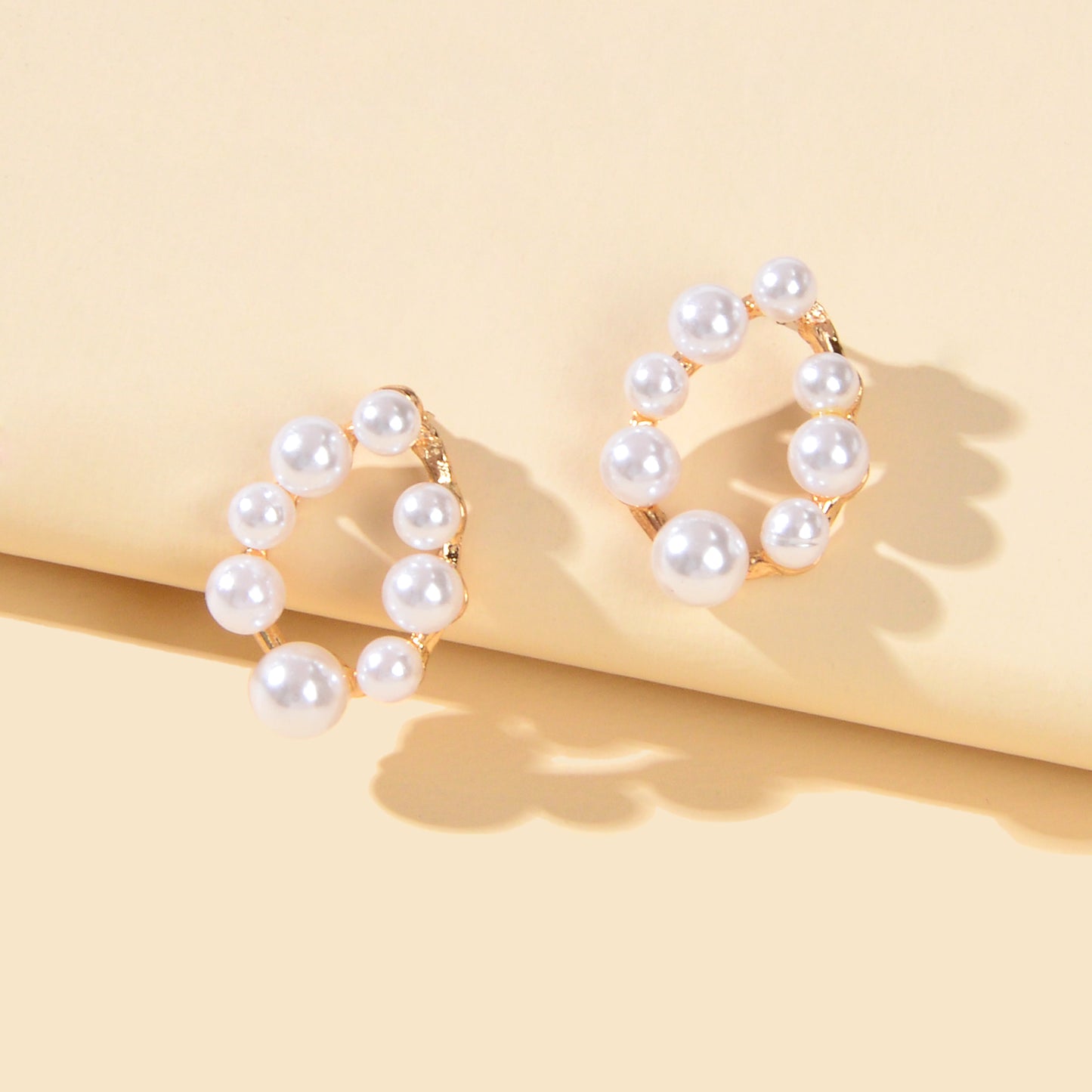 Birthday Anniversary Jewellery Faux Pearl Geometric Stud Hypoallergenic Earrings