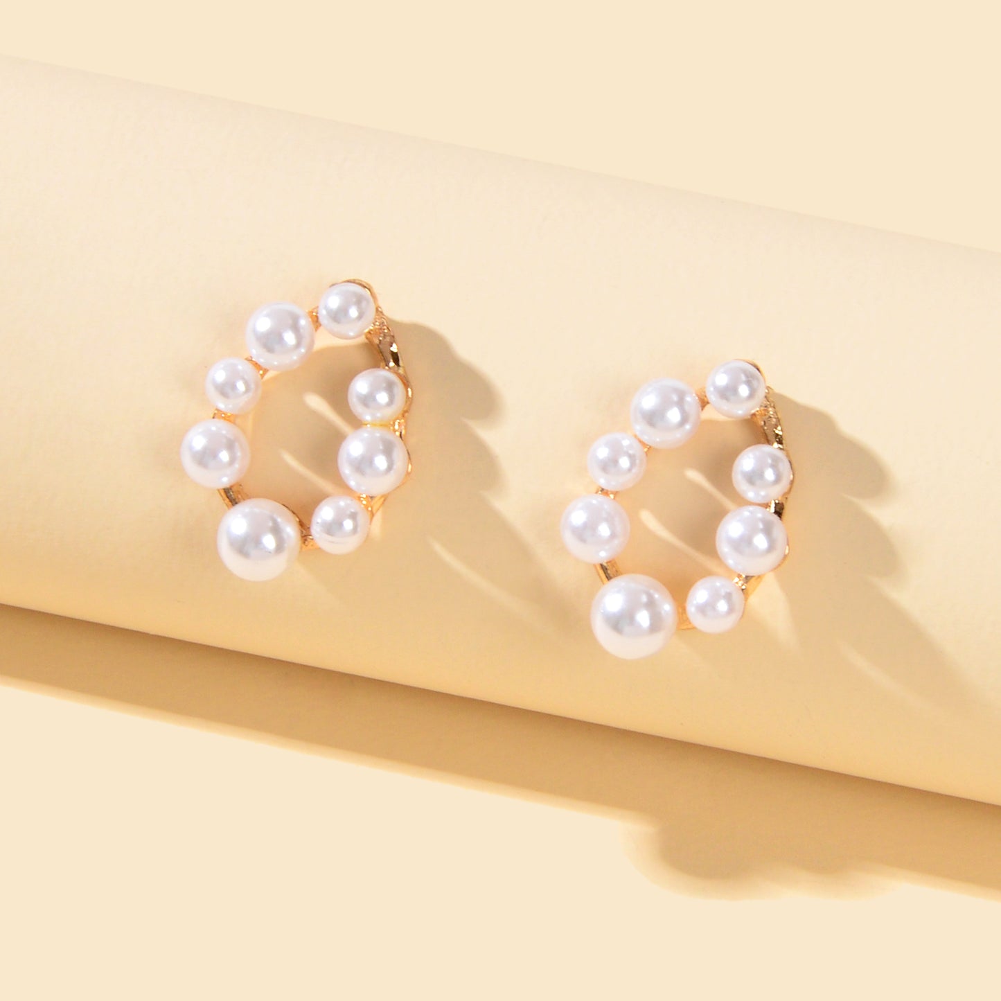Birthday Anniversary Jewellery Faux Pearl Geometric Stud Hypoallergenic Earrings