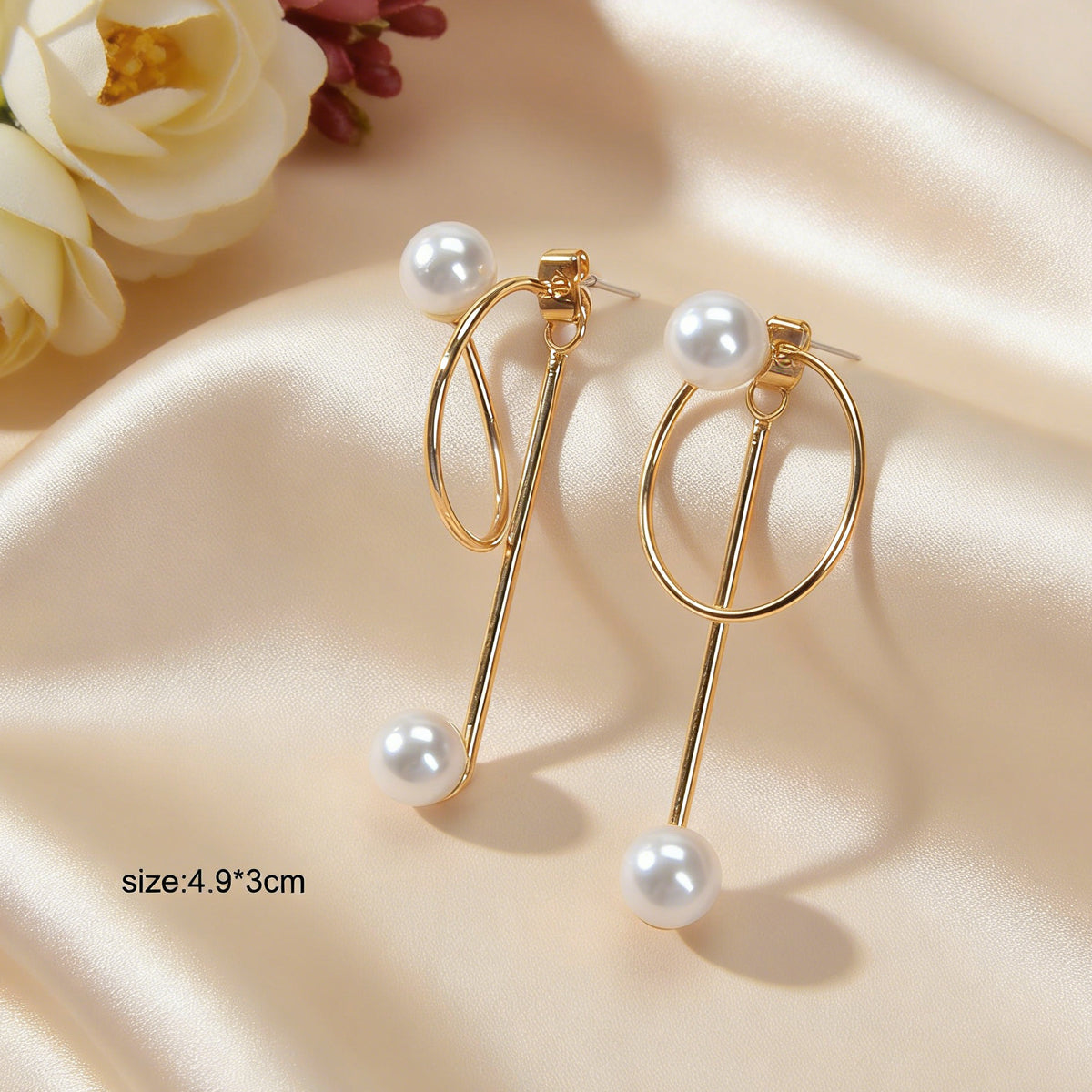 Fashion Jewellery Pearl Gold Circle Stud Curve Stud Earrings Ear Party Teen Gift