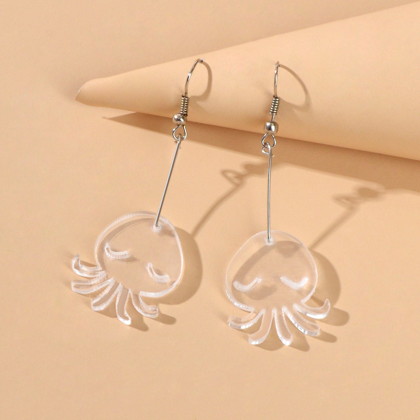 Cartoon Lovely Jewellery Transparent Acrylic Octopus Charm Dangle Hook Earrings