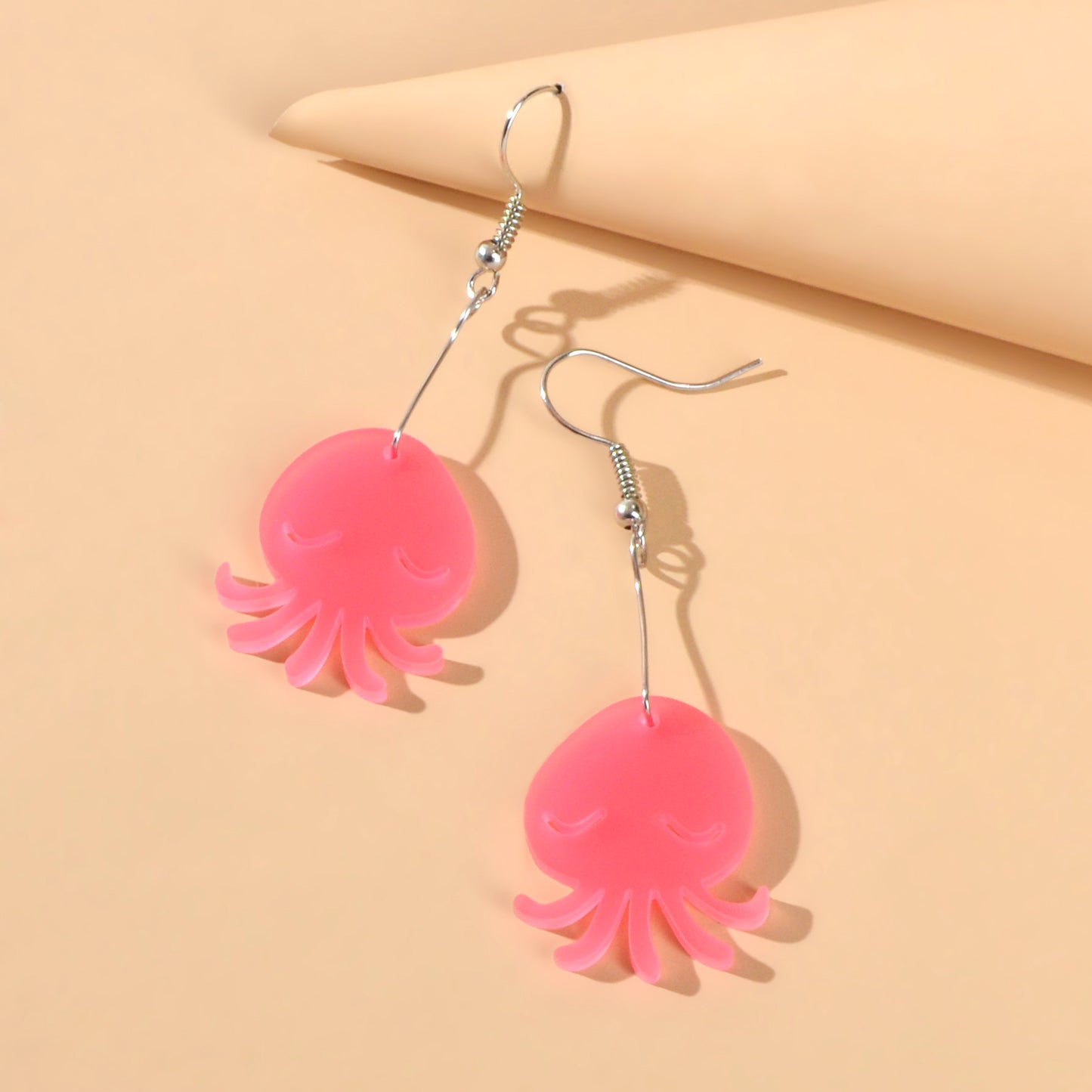 Cartoon Lovely Jewellery Transparent Acrylic Octopus Charm Dangle Hook Earrings