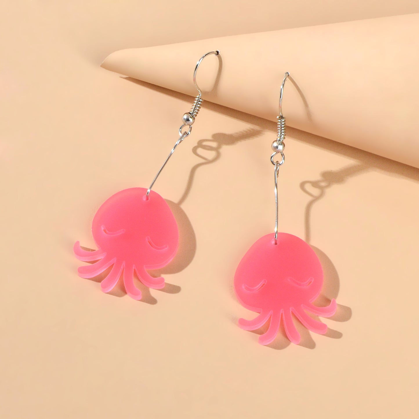 Cartoon Lovely Jewellery Transparent Acrylic Octopus Charm Dangle Hook Earrings