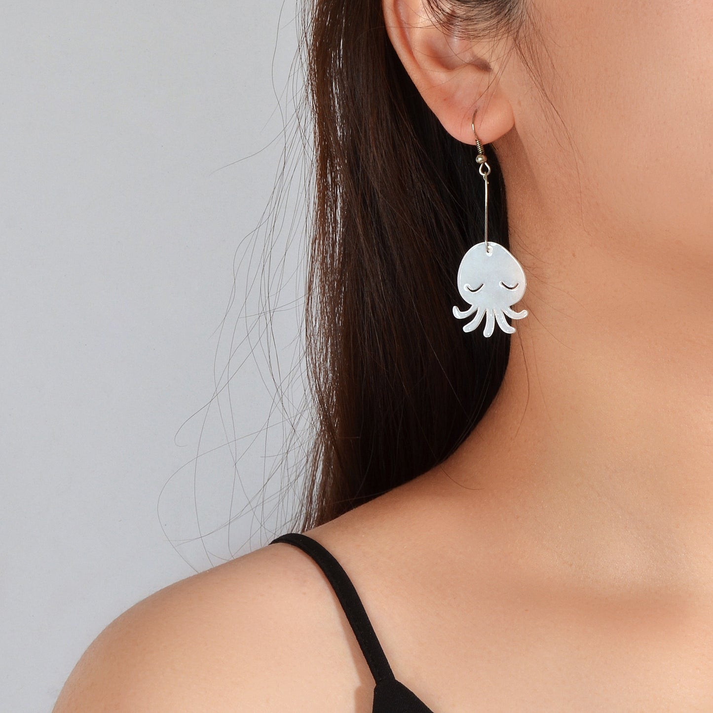 Cartoon Lovely Jewellery Transparent Acrylic Octopus Charm Dangle Hook Earrings