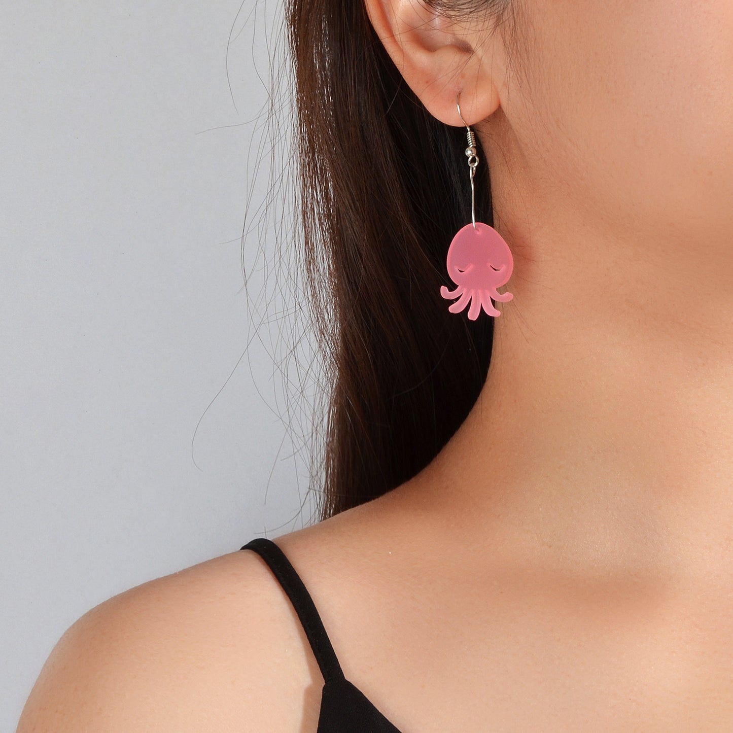 Cartoon Lovely Jewellery Transparent Acrylic Octopus Charm Dangle Hook Earrings