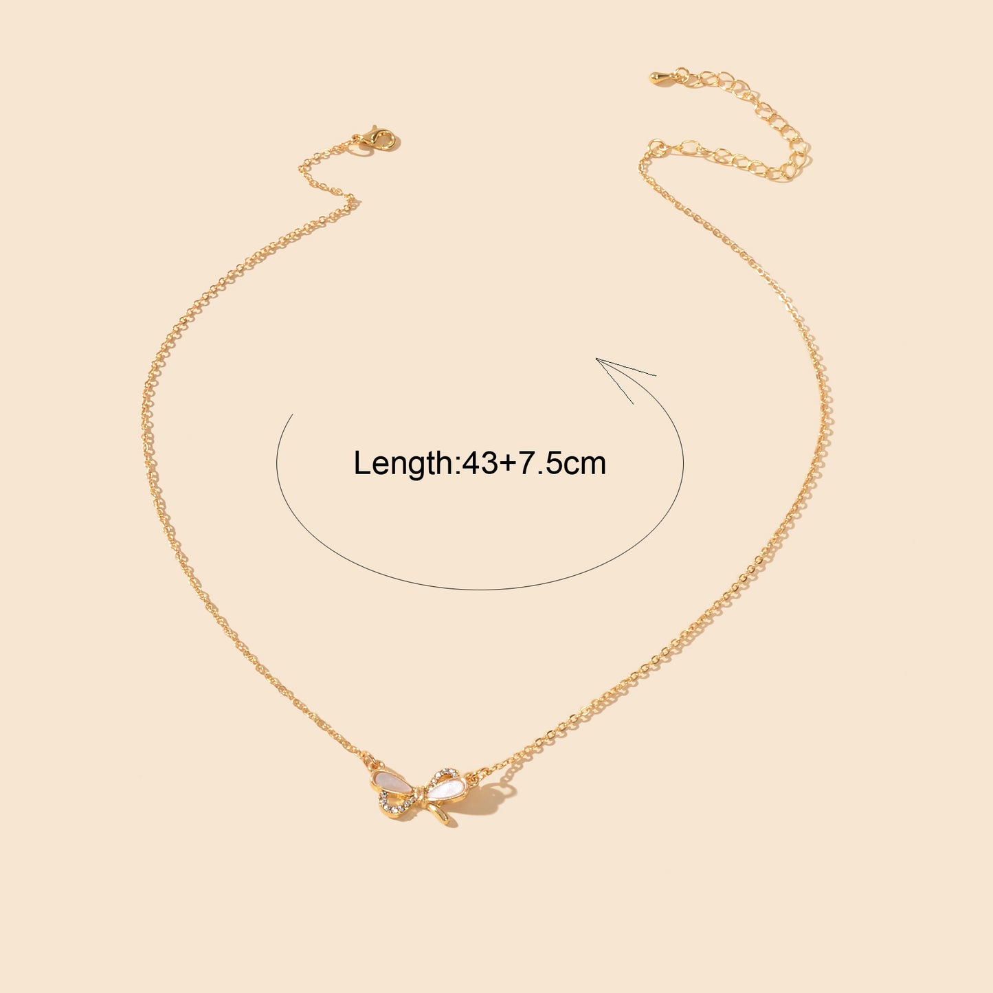 Elegant Gold Chain Rhinestone Decor Butterfly Pendant Necklace for Party Wedding
