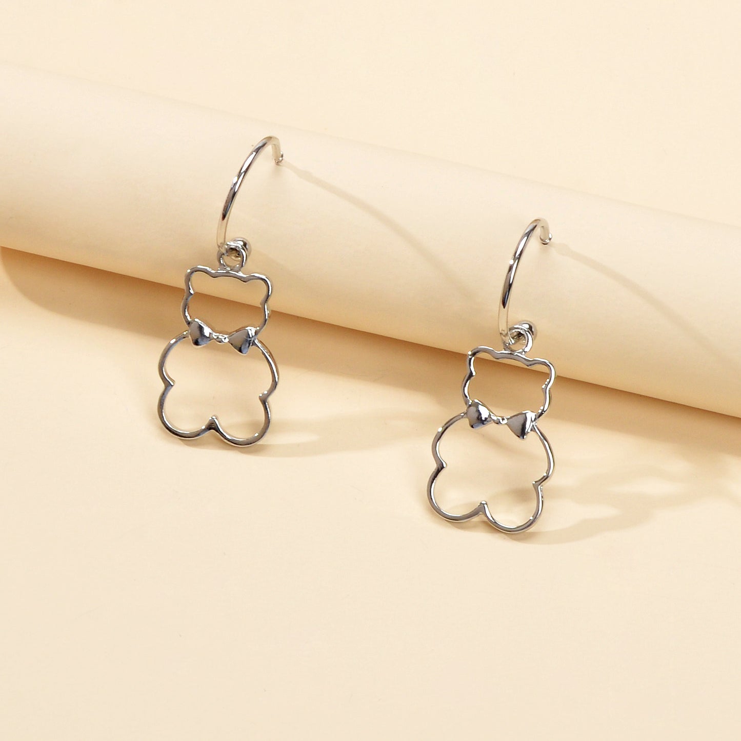 Minimalist Style Lovely Gold Silver Bear Dangle Earrings Women Designer Jewelry
