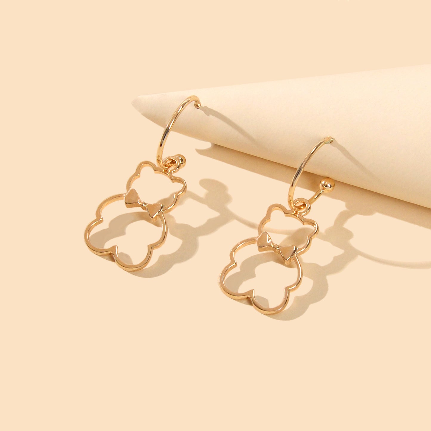 Minimalist Style Lovely Gold Silver Bear Dangle Earrings Women Designer Jewelry