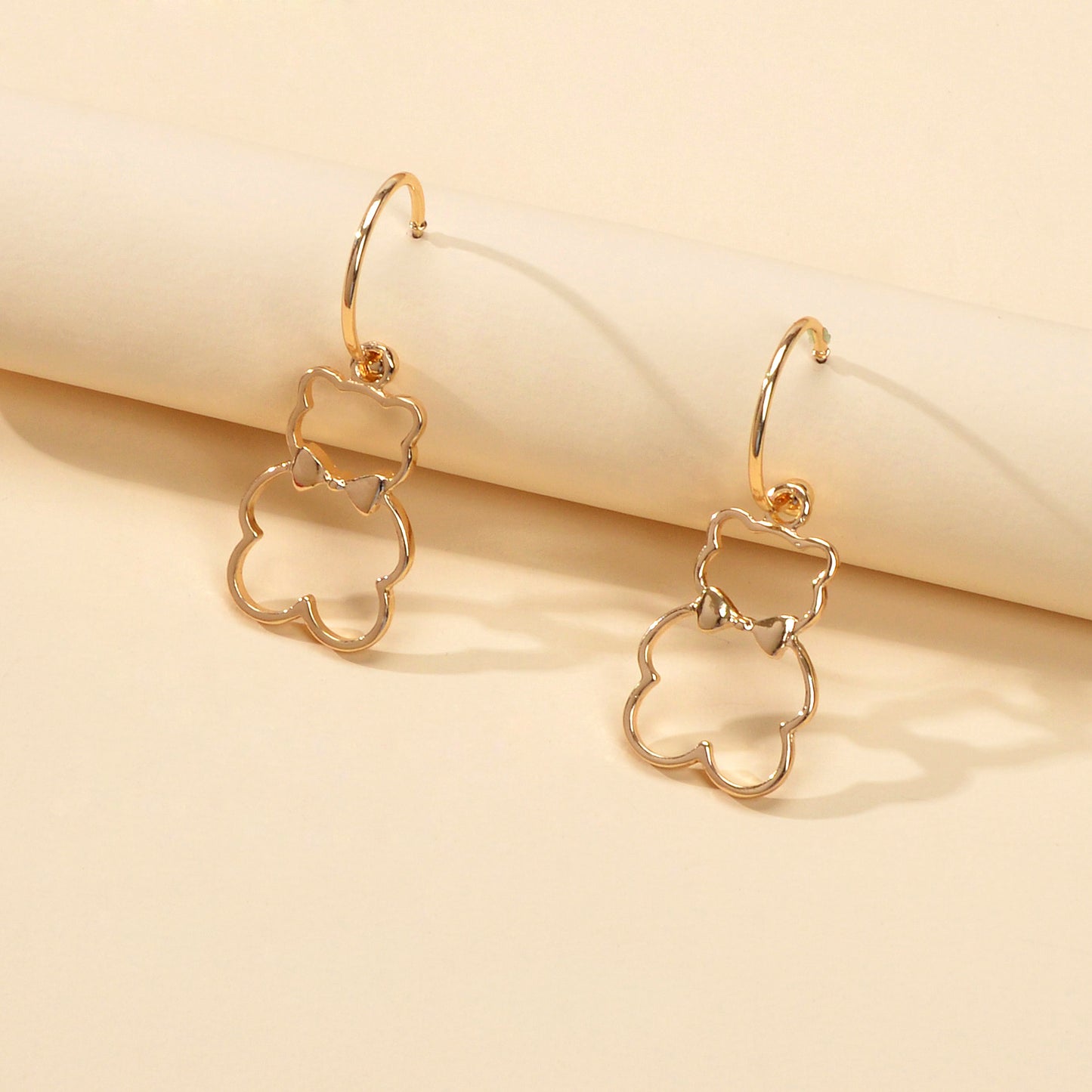 Minimalist Style Lovely Gold Silver Bear Dangle Earrings Women Designer Jewelry