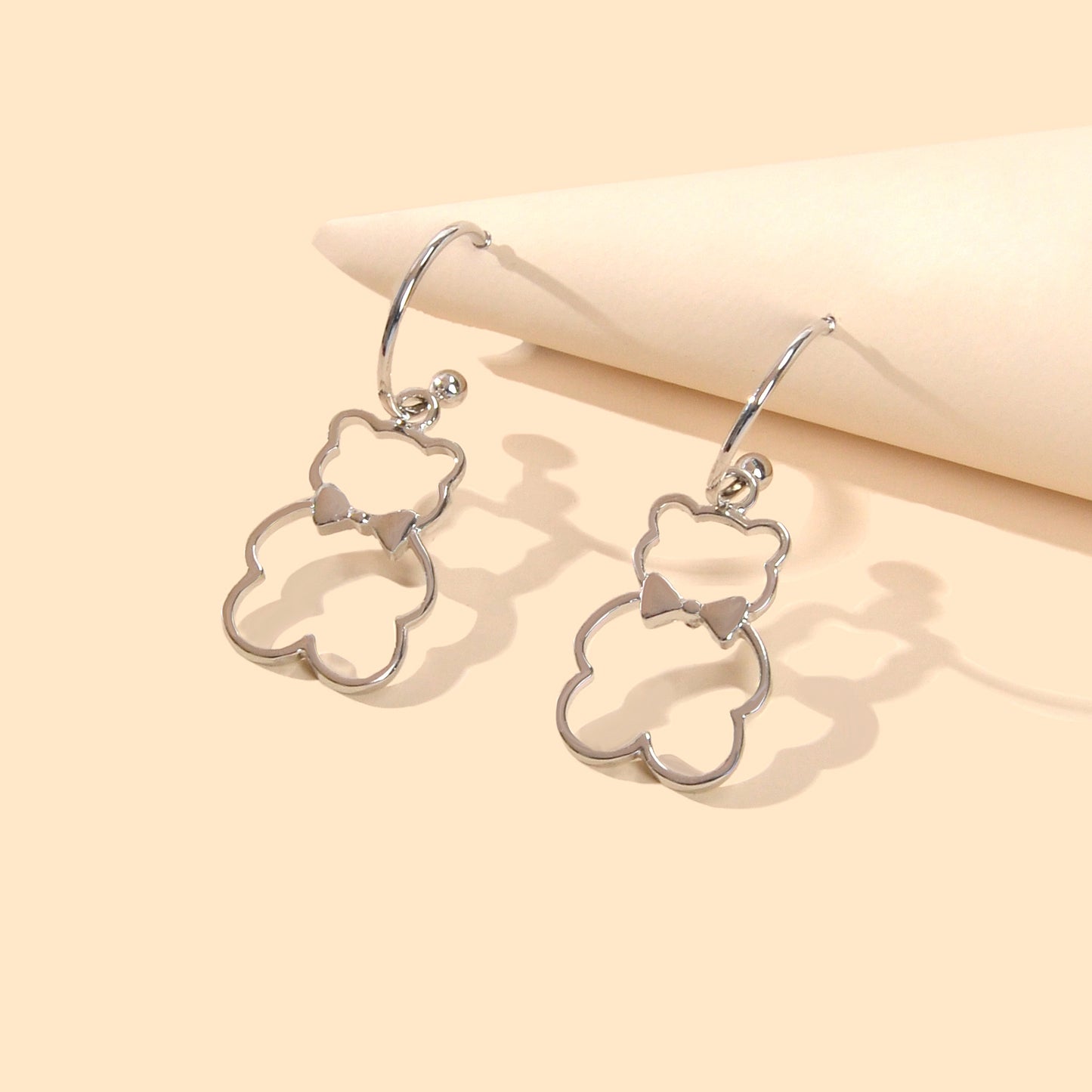 Minimalist Style Lovely Gold Silver Bear Dangle Earrings Women Designer Jewelry