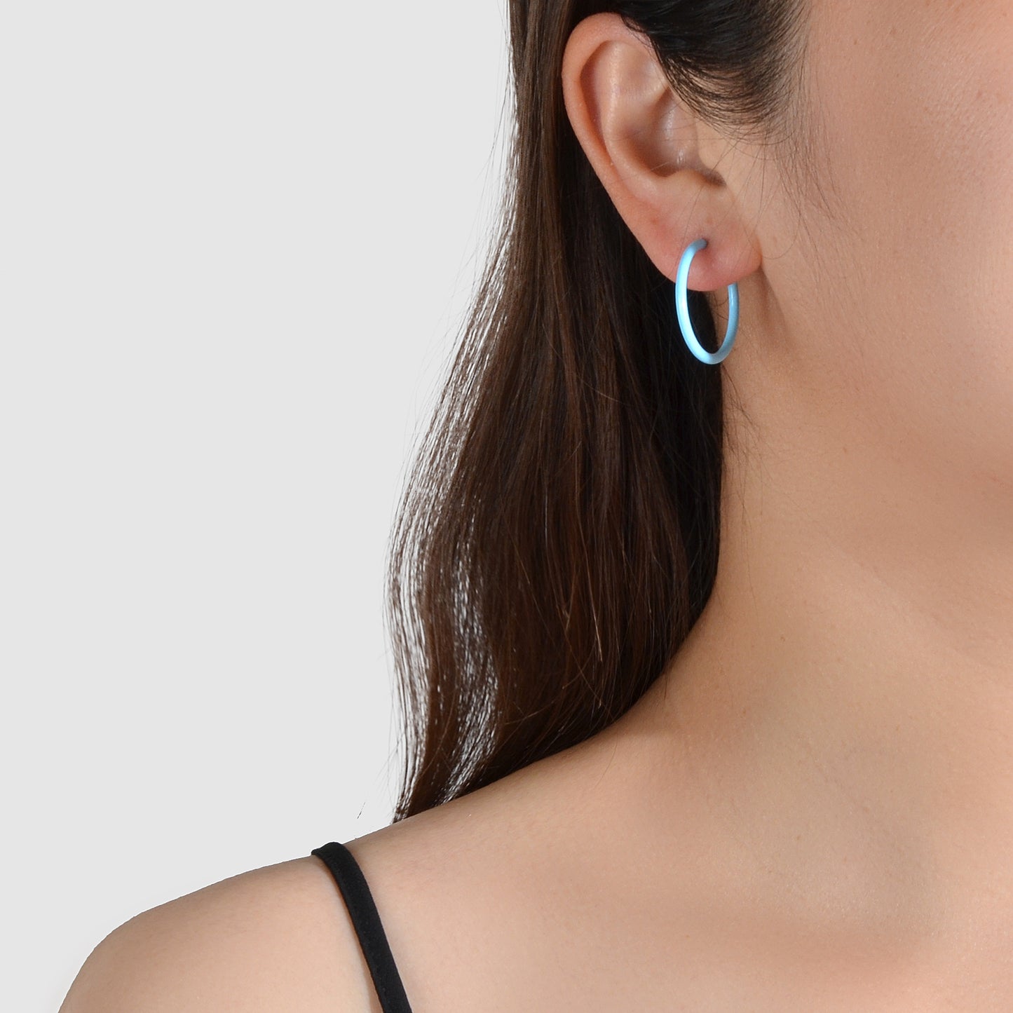 Blue Circle Pearl Asymmetric Trendy Hoop Earrings Women Party Designer Jewellery
