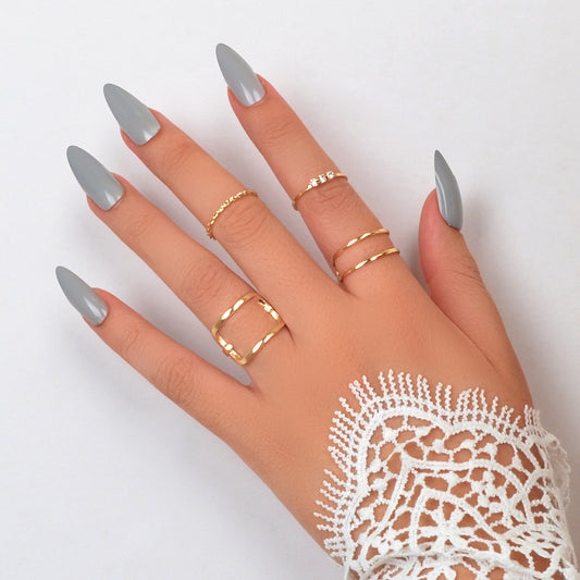 4 pcs Gold Hollow Stackable Knuckle Cuff Joint Finger Midi Rings set Size Mixed
