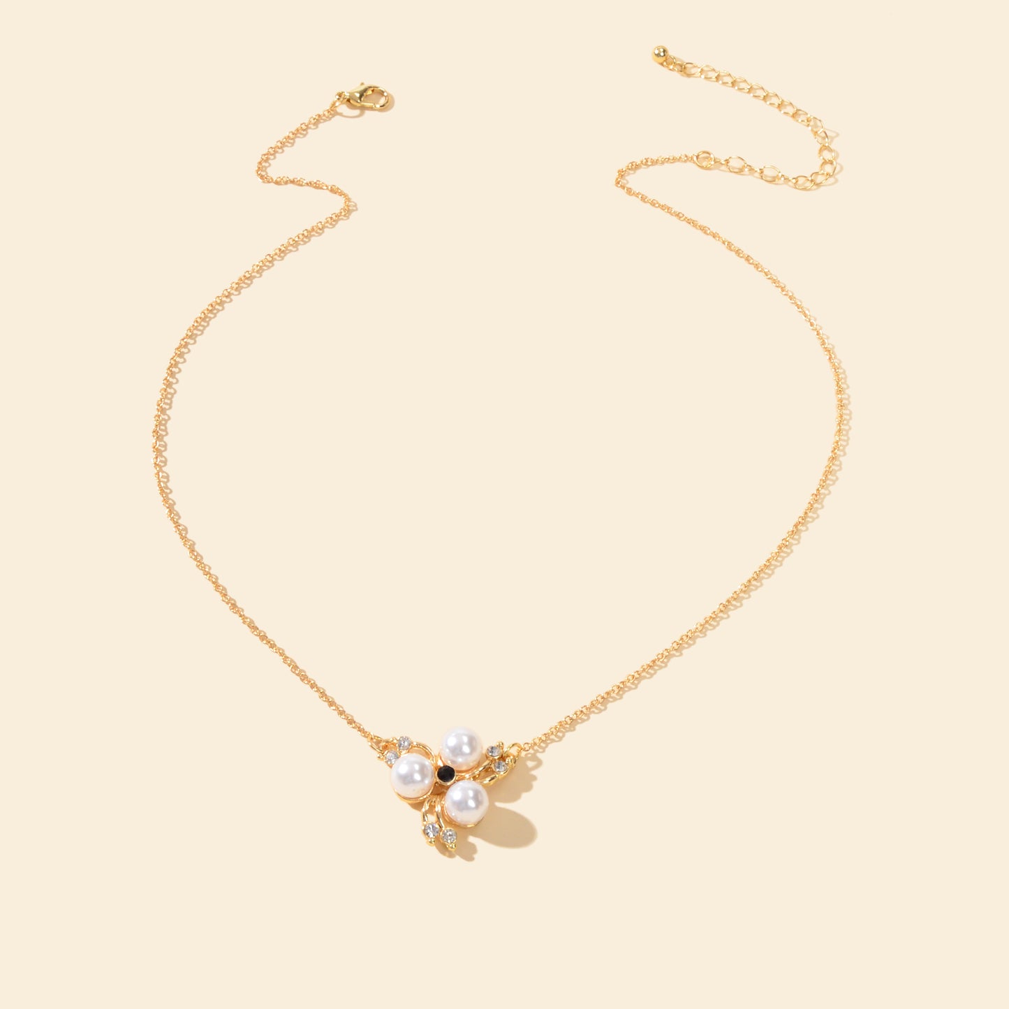 Textured Rhinestone Pearl Flower Pendant Necklace Anniversary Gift Jewellery