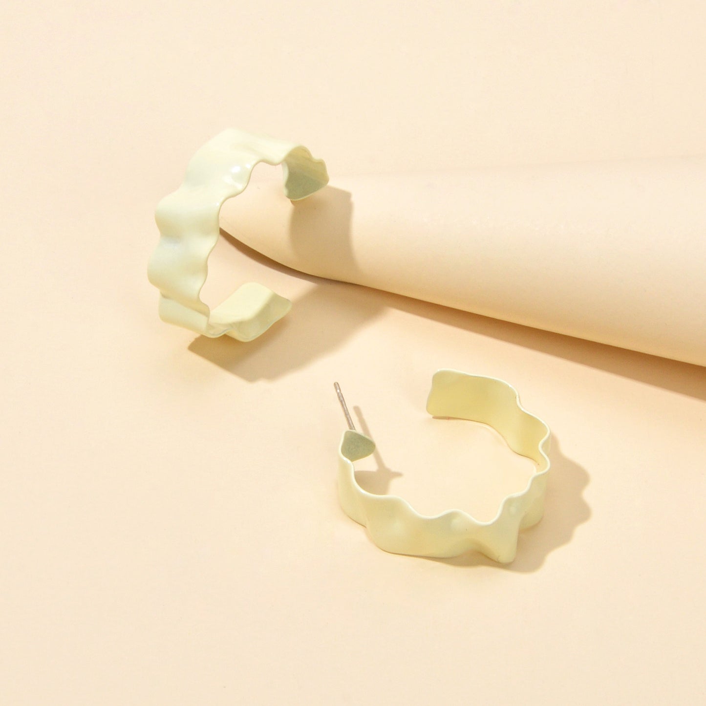 Irregular Geometric Beige Hoop Earrings Party Decoration Girls Ladies Jewellery