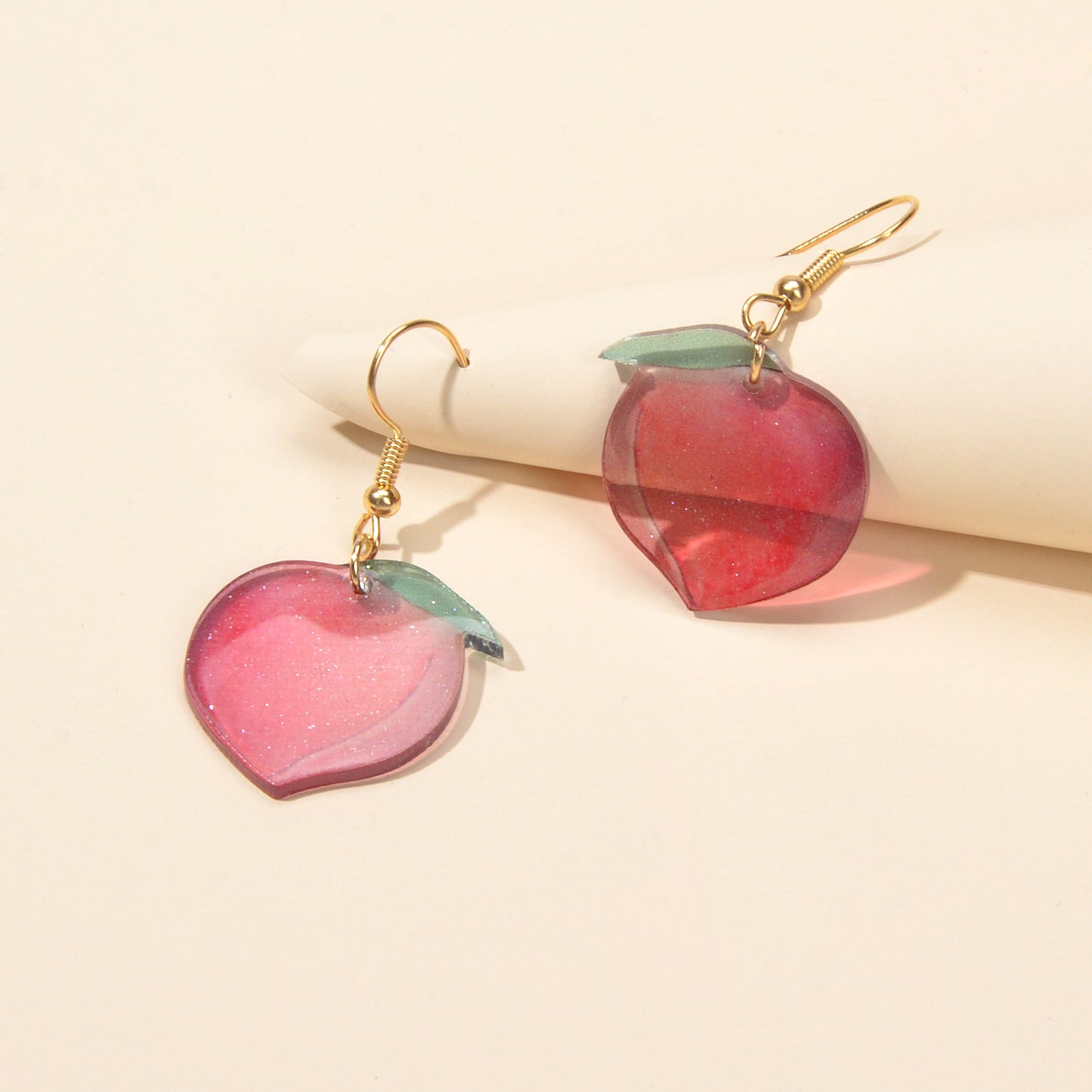 Women Party Decoration Pink Resin Peach Dangle Earrings Best Friends Funny Gifts