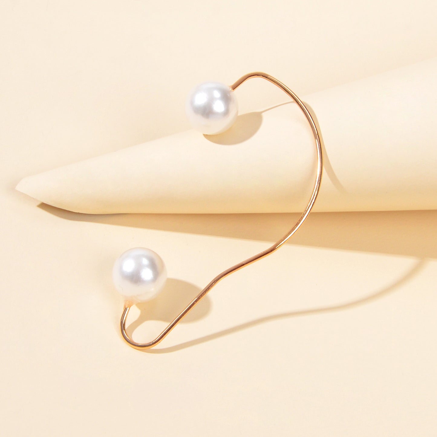 1pc Cartilage Jewellery Pearl Beads Gold Ear Cuff Statement Personality Earrings