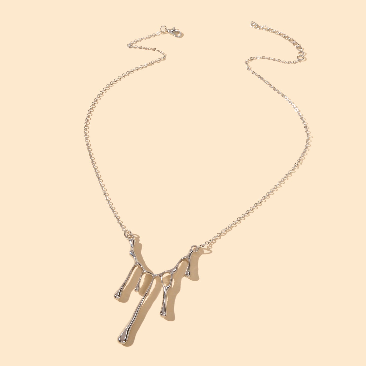 Personality Creative Silver Chain Irregular Geometric Charm Grunge Rock Necklace