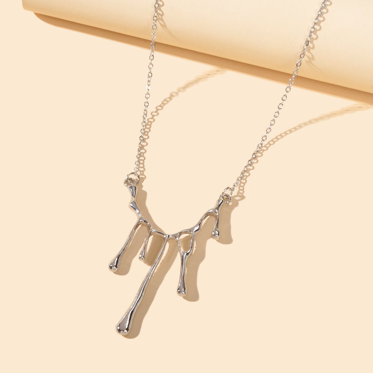 Personality Creative Silver Chain Irregular Geometric Charm Grunge Rock Necklace